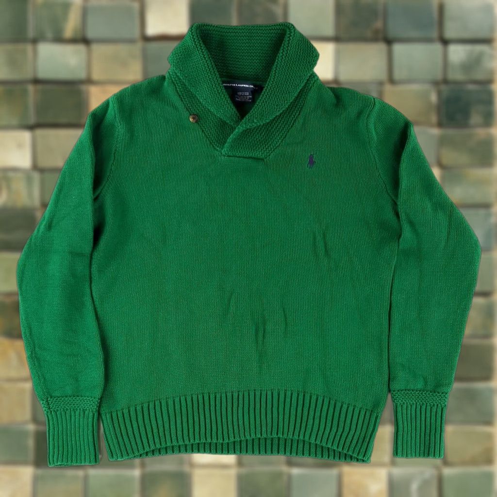 Polo Ralph Lauren Ralph Lauren Sport Shawl Collar Cotton Pullover Sweater Green Womens XL Size XL / US 12-14 / IT 48-50 - 1 Thumbnail