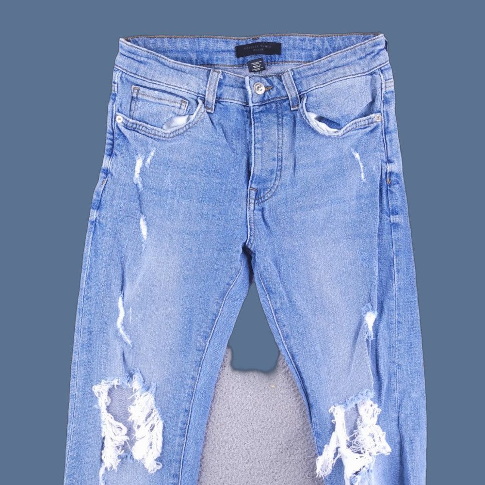 Forever 21 Forever 21 Jeans Mens 28x32 Blue Skinny Distressed Ripped Jeans Mens Slim Straight style Skinny Size US 28 / EU 44 - 1 Thumbnail