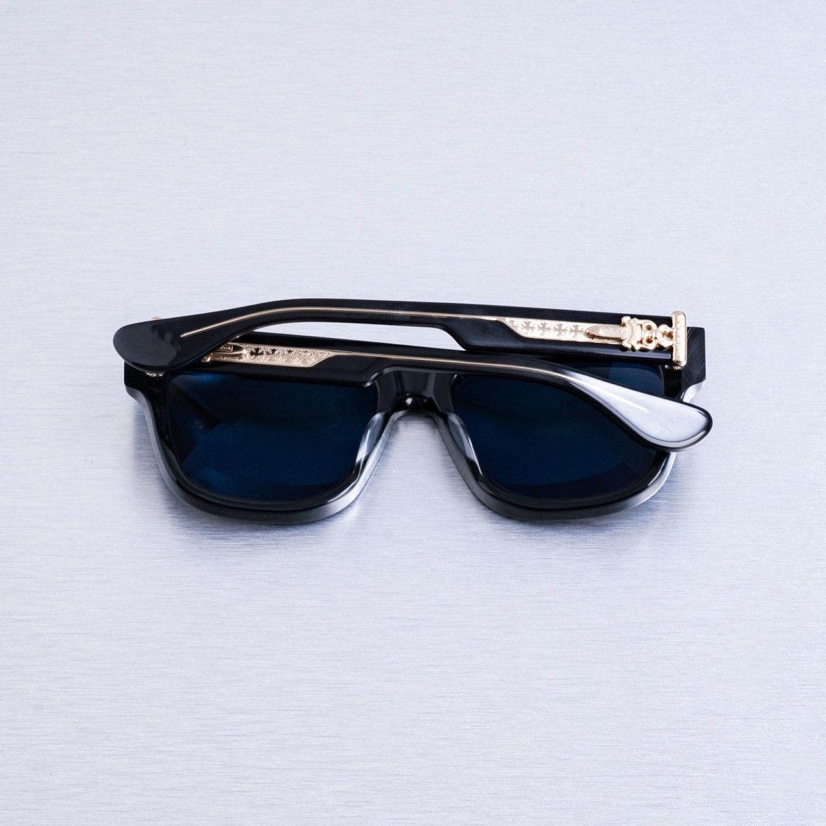 Chrome Hearts CHROME HEARTS BOX-OFFICER BLACK - 18KGP SUNGLASSES Size ONE SIZE - 8 Thumbnail