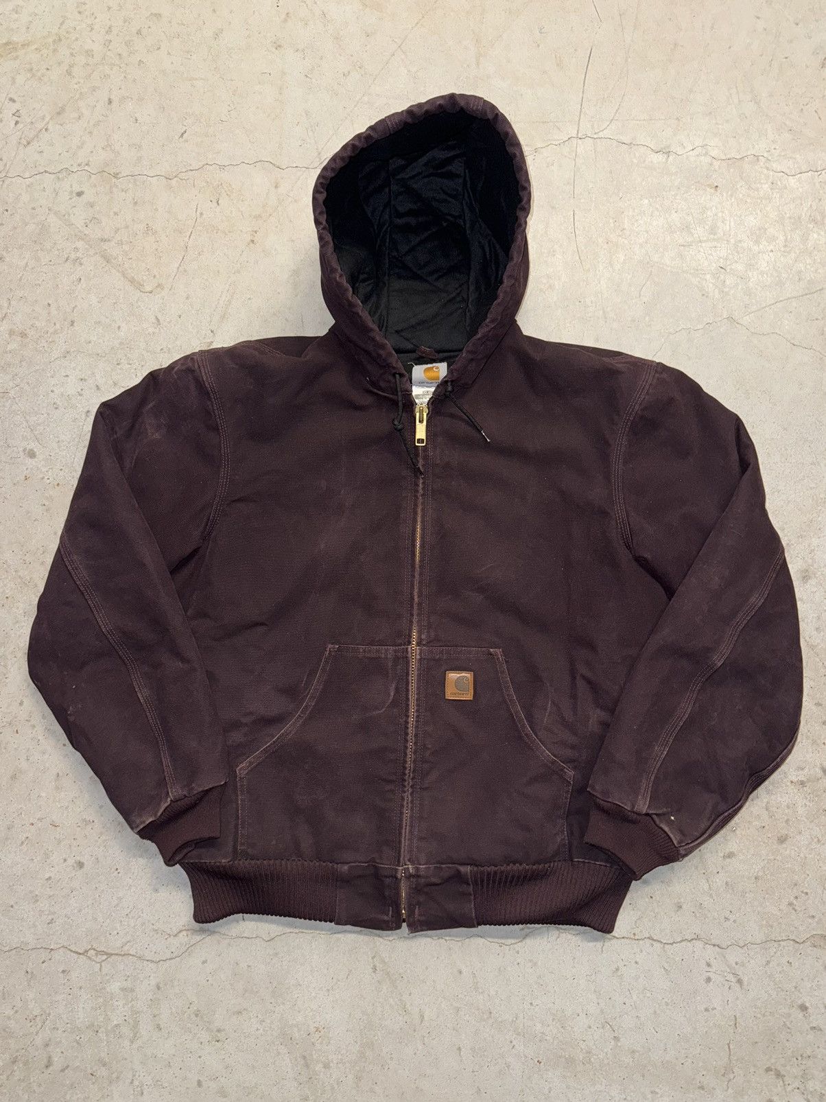 image of 90's J130 Carhartt Jacket Wine Burgundy Red, Men's (Size Medium)