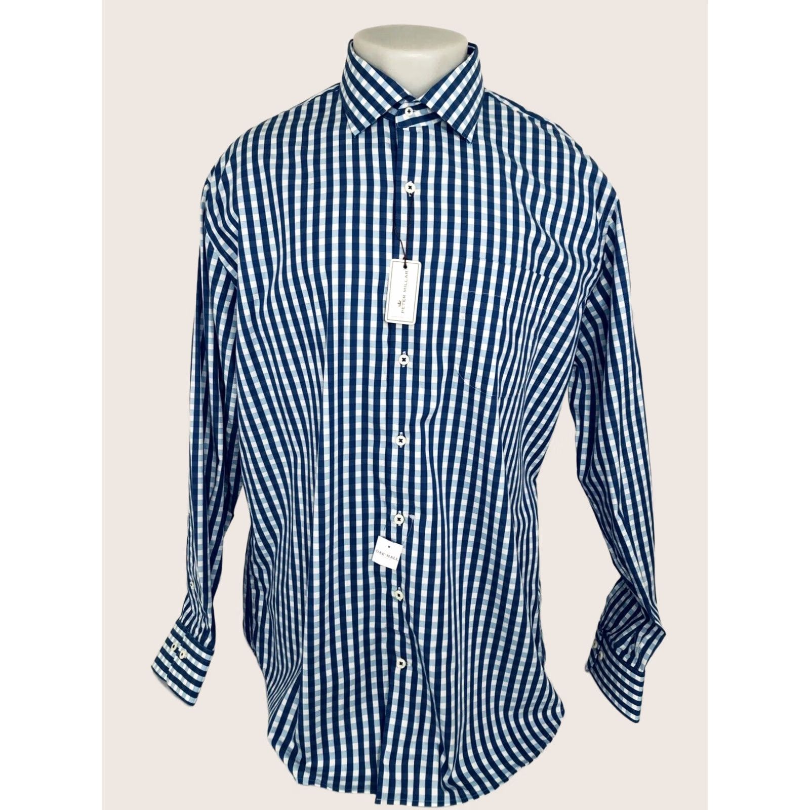 Peter Millar Peter Millar / Seaside Finish - XL Shirt - Plaid Check - Blue / White - Button-Up - Long Sleeve - Men Size US XL / EU 56 / 4 - 1 Thumbnail