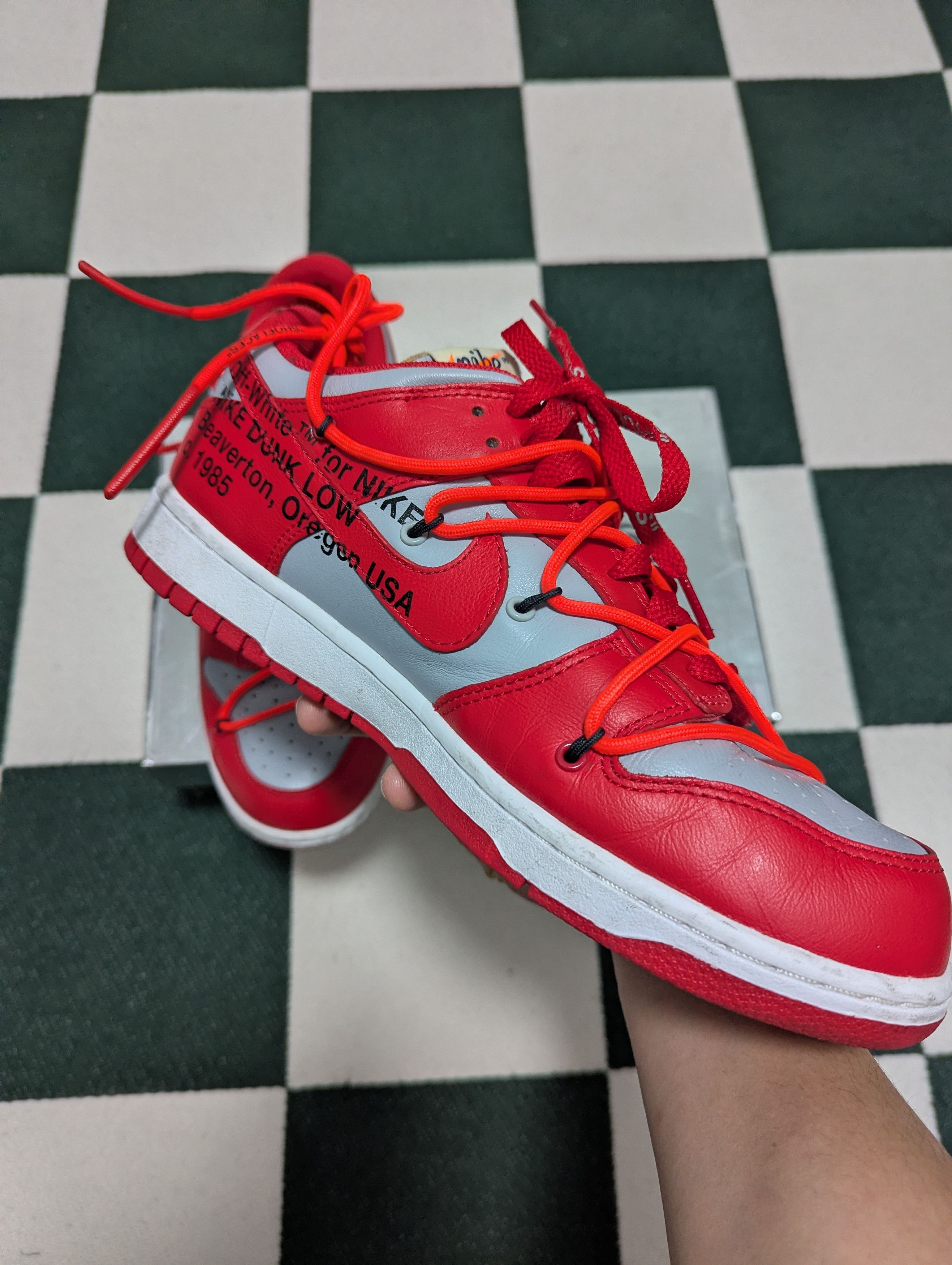 Nike × Off-White Nike Dunk Low Off White University Red Size US 9 / EU 42 - 5 Thumbnail
