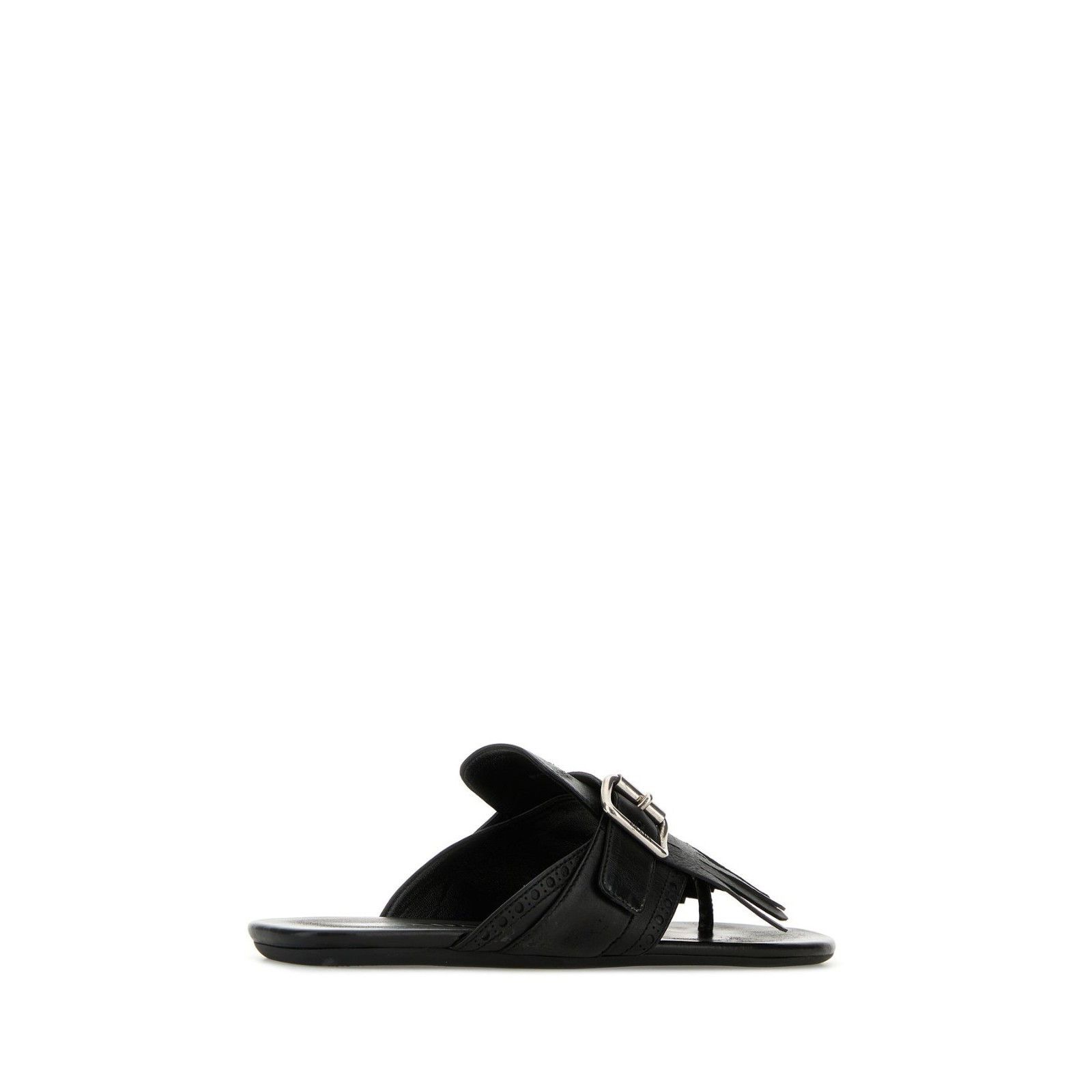 PRADA Shuffle Black Leather Thong Slippers New And Authentic