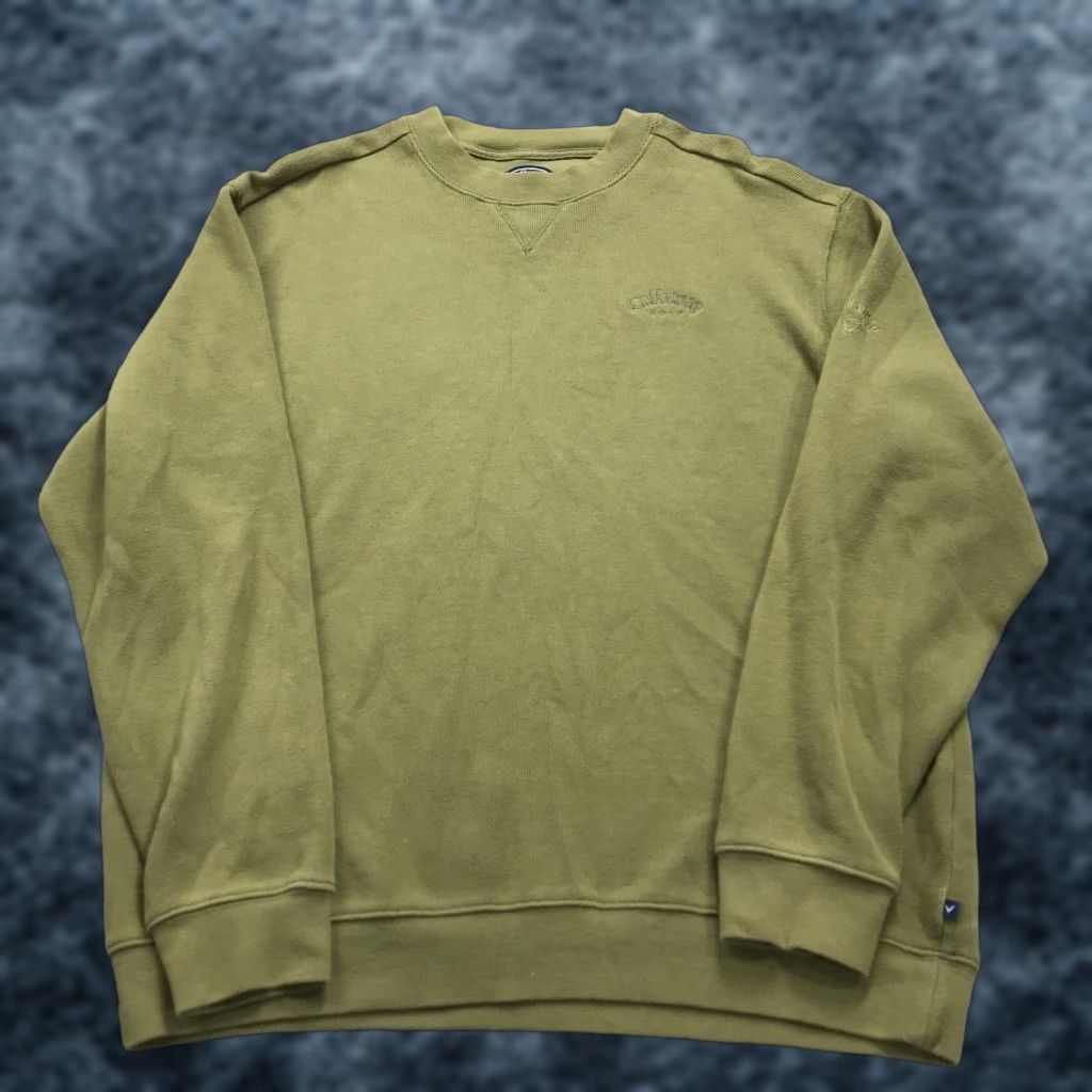 VINTAGE Callaway Golf Sweater Mens Large Green Cotton Knit Crewneck 90s