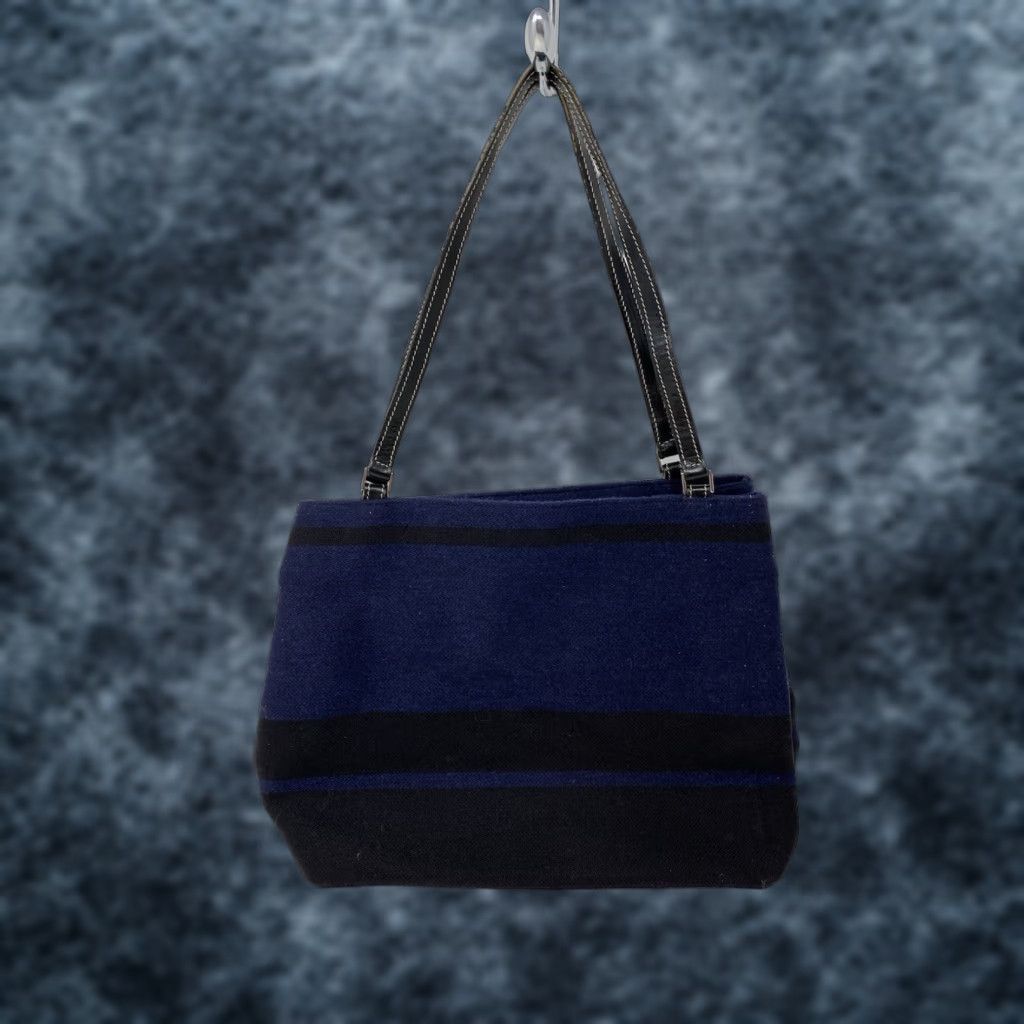 Vintage VINTAGE Kate Spade Handbag Wool Leather Blue Tote Bag Purse Made in Italy Y2K Size ONE SIZE - 1 Thumbnail