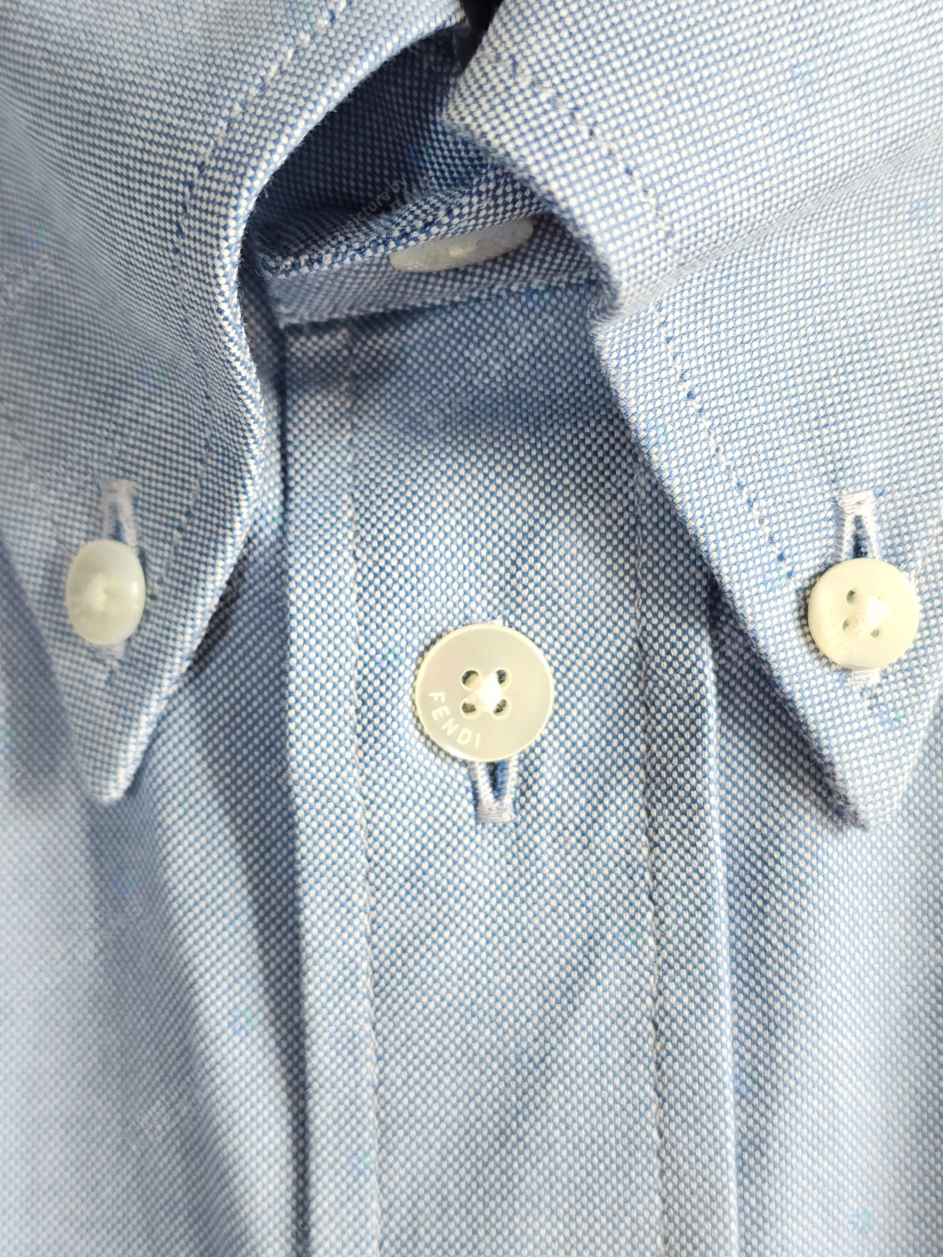 Fendi Fendi Light Blue Oxford Short-sleeve OS Shirt Size L Size US L / EU 52-54 / 3 - 4 Thumbnail