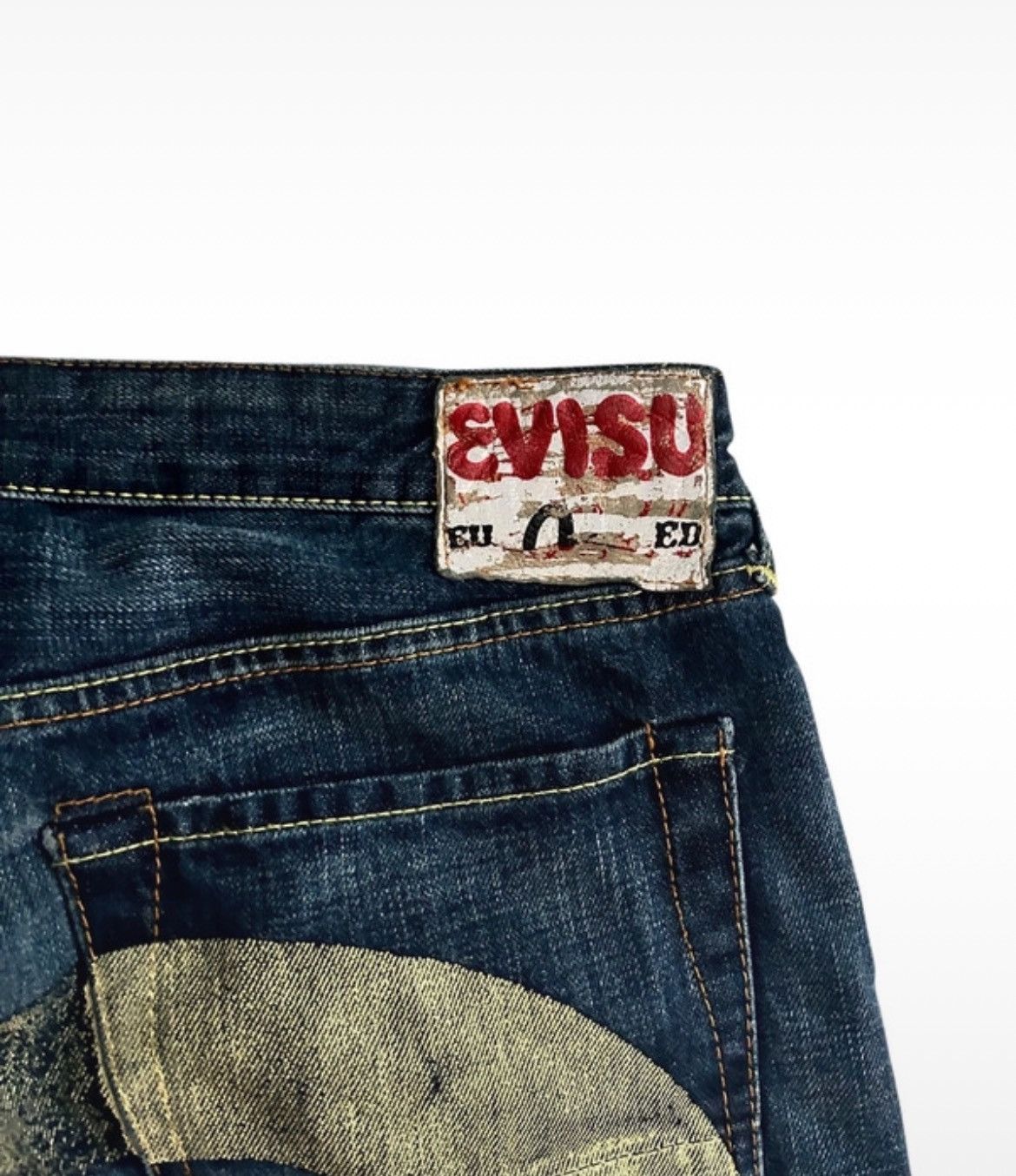 Evisu Vintage Y2K Evisu big logo jeans distressed shorts denim Size US 36 / EU 52 - 5 Thumbnail