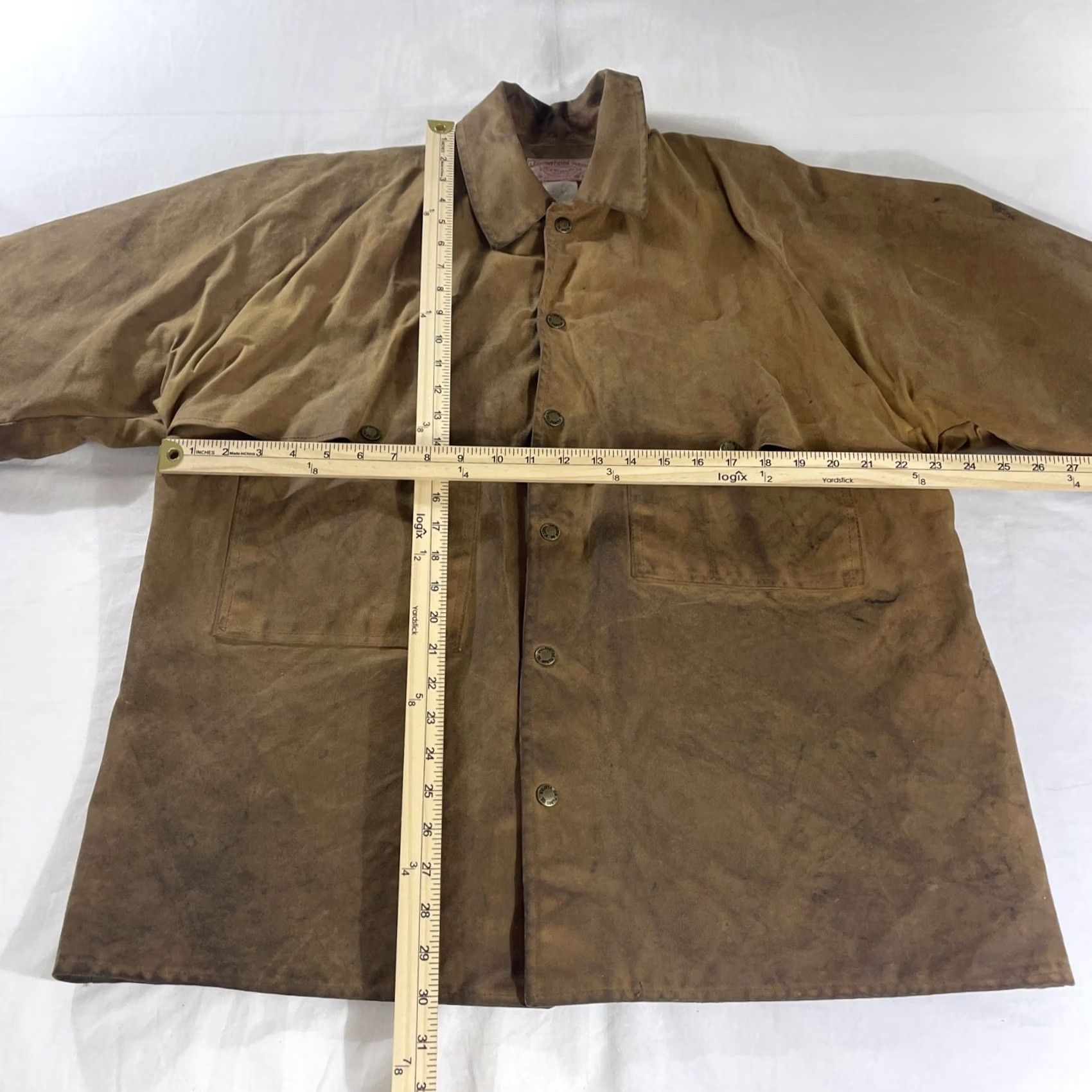 Filson VINTAGE Filson 63 Men's XL Waxed Jacket Double Tin Cloth Logger Cruiser Worn Beige Tin Jacket Field Jacket Mens XL Beige 1963 Decade Outdoor Size US XL / EU 56 / 4 - 3 Thumbnail