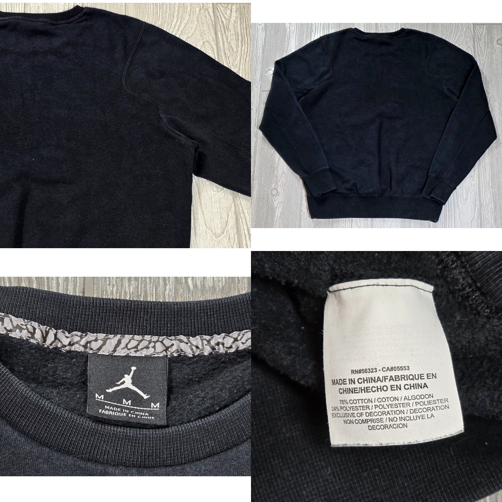 Jordan Brand Air Jordan Nike Jumpman Crewneck Size M Sweatshirt Black Raglan Long Sleeve Mens Sweatshirt Size US M / EU 48-50 / 2 - 8 Thumbnail
