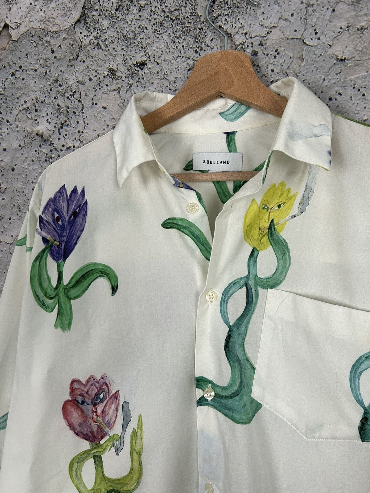 Japanese Brand Soulland Avant-garde Smoking Flowers Shirt Hype Rare Y2K Size US S / EU 44-46 / 1 - 3 Thumbnail