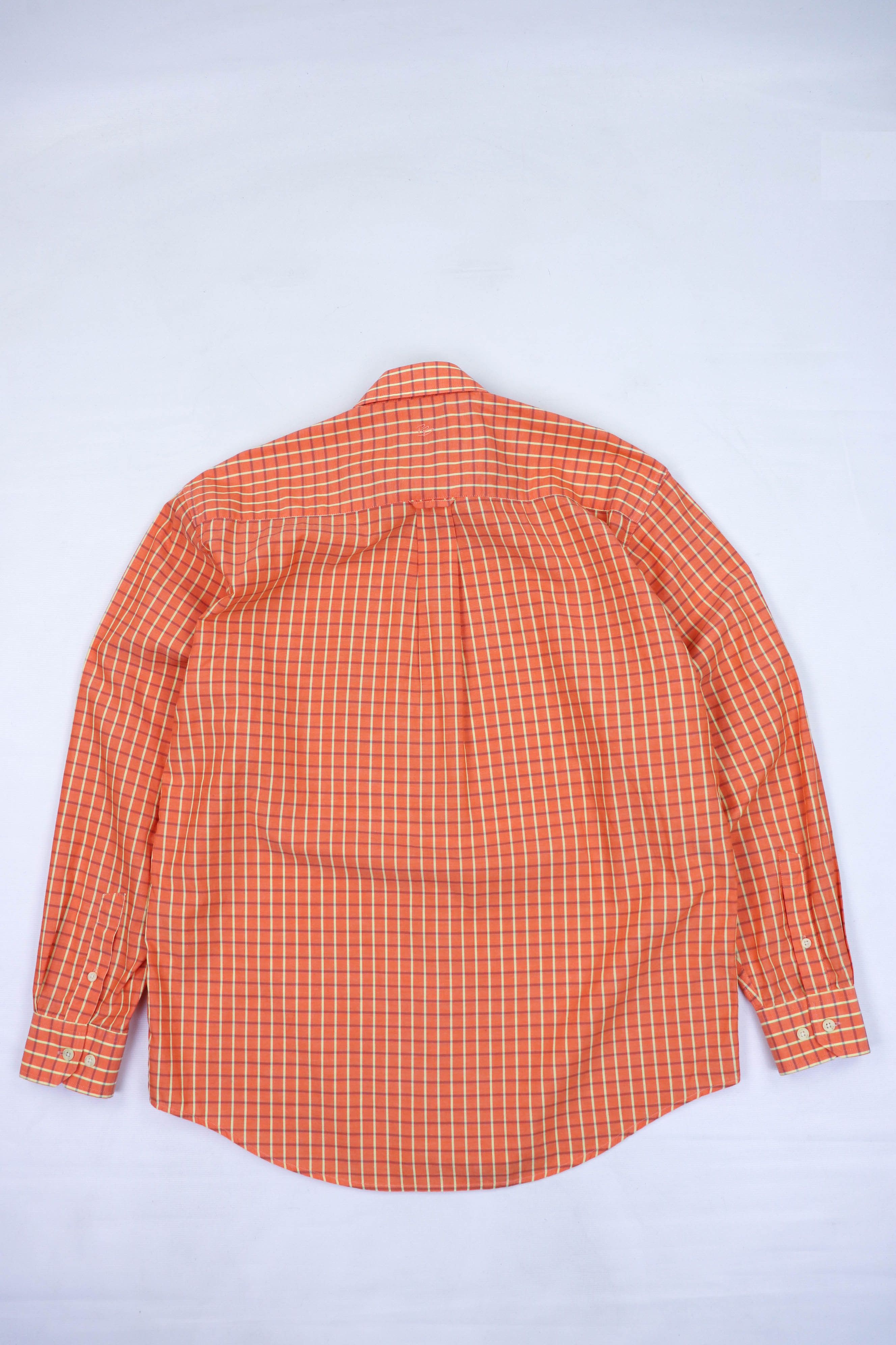 Pierre Balmain Pierre Balmain Vintage 90s Checkered Light Orange LS Shirt Size US M / EU 48-50 / 2 - 2 Thumbnail