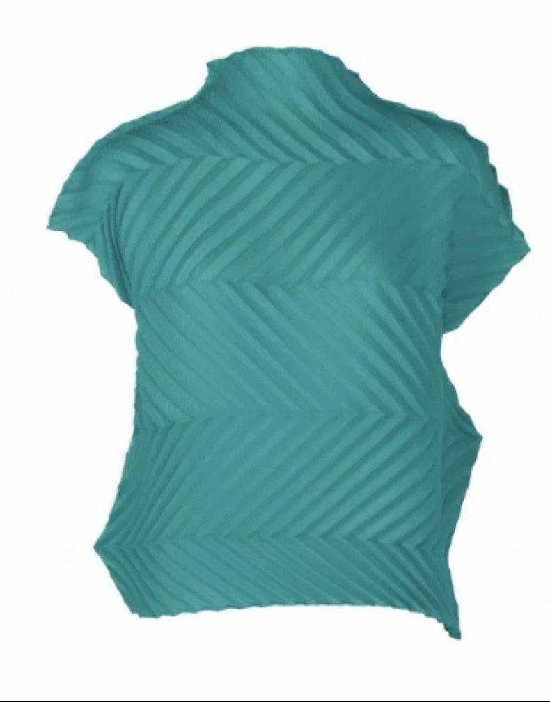 Issey Miyake Issey Miyake size:one size Green pleated short-sleeved shi Size S / US 4 / IT 40 - 1 Thumbnail