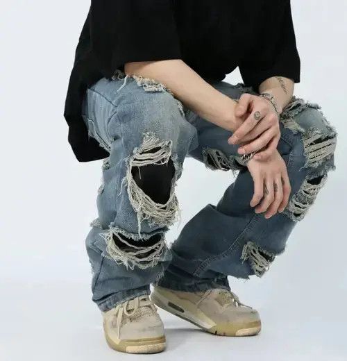 Japanese Brand × Jean High Street Beggar Distressed Micro Flare Wide Leg Jeans Size US 32 / EU 48 - 4 Thumbnail