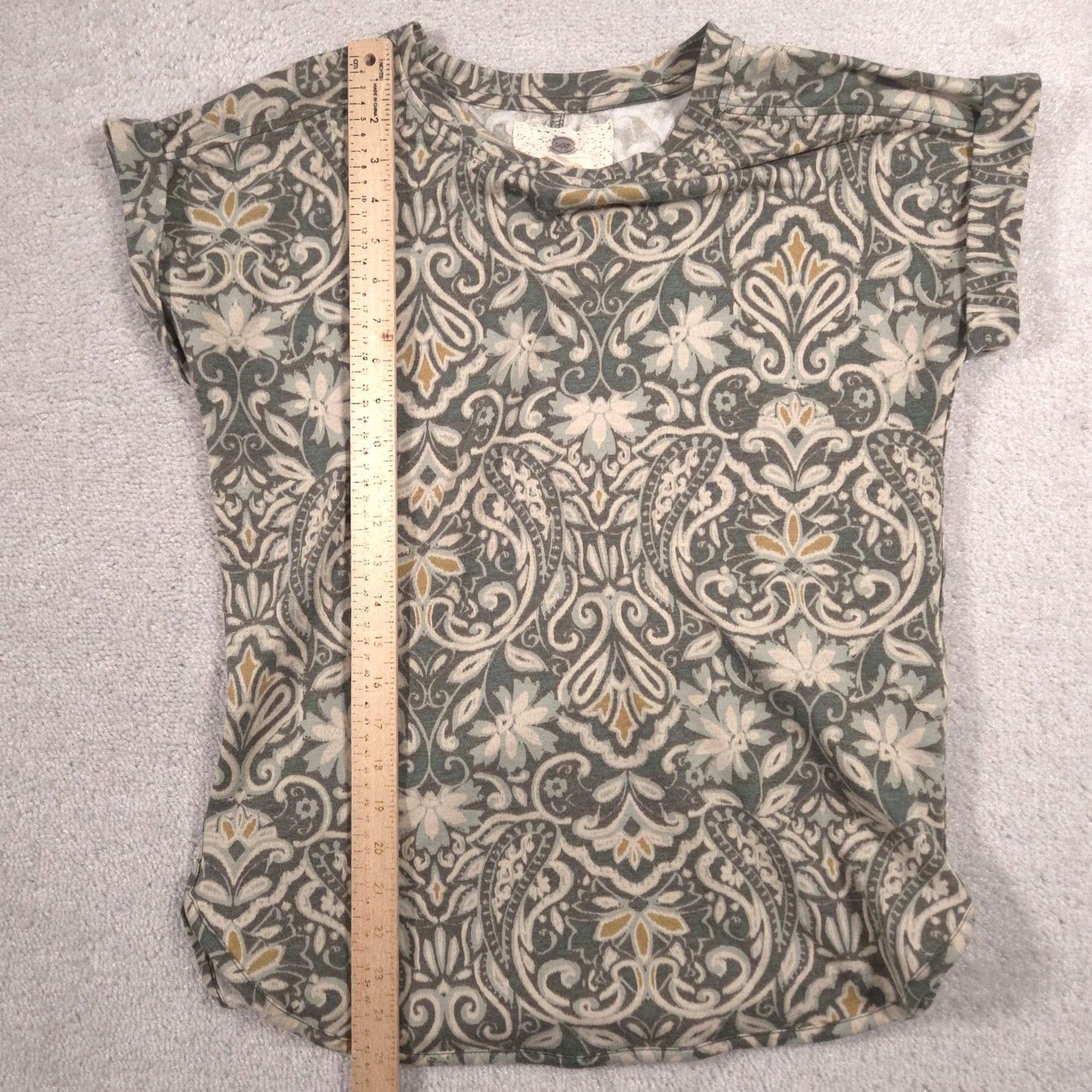 Vintage Cupio Shirt Womens Small Green Paisley Crew Neck Cap Sleeve Tee Top Stretch Shirt Size S / US 4 / IT 40 - 6 Thumbnail