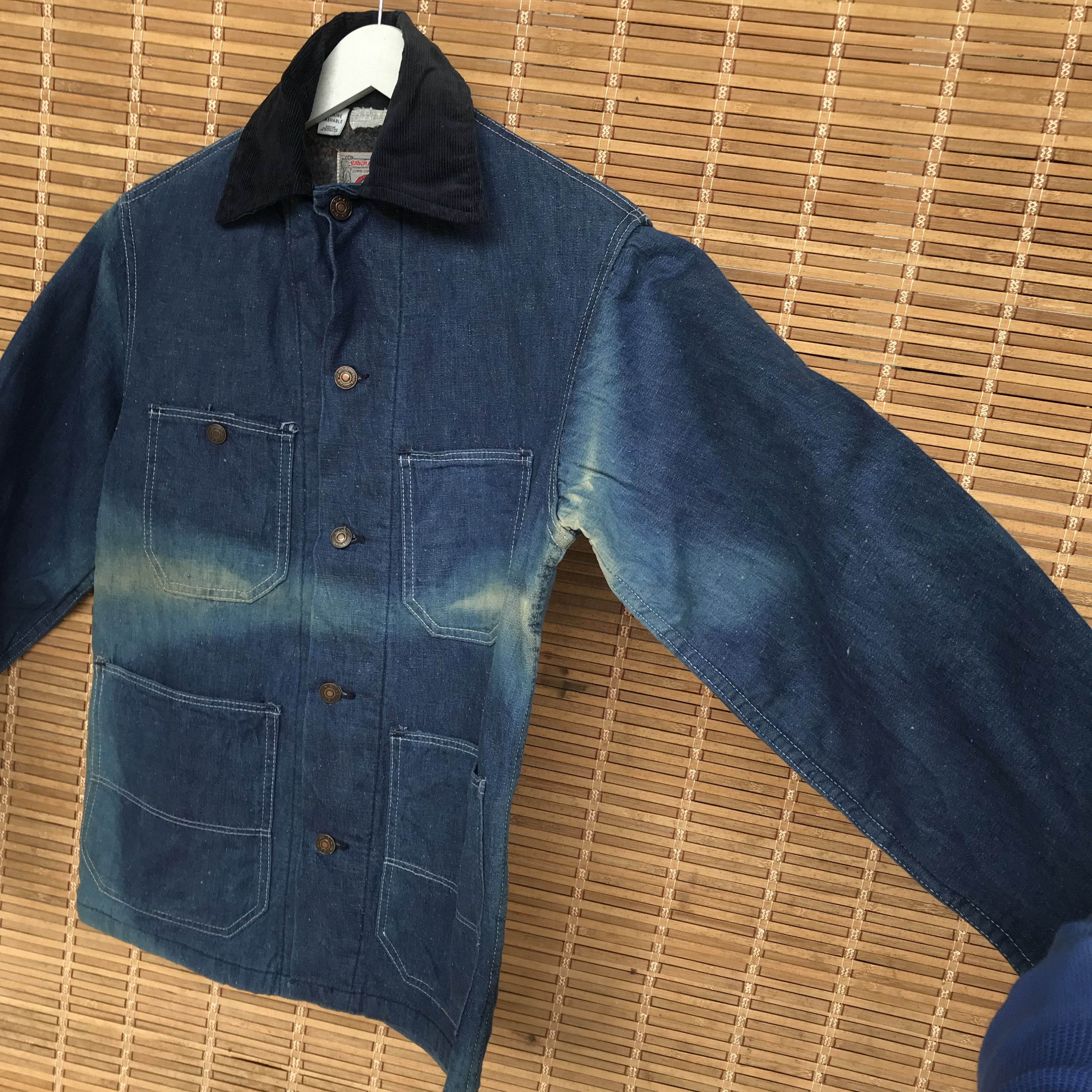 Edwin Vintage 80s Edwin denim sunfaded ageing blanket jacket Size US XS / EU 42 / 0 - 4 Thumbnail
