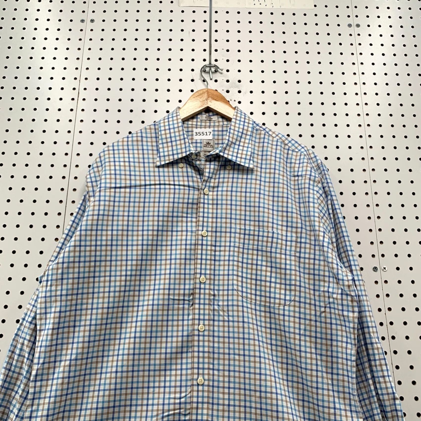 Peter Millar Peter Millar Button Shirt Mens Large Blue Check Long Sleeve Nanoluxe 24x33 Size US L / EU 52-54 / 3 - 5 Thumbnail