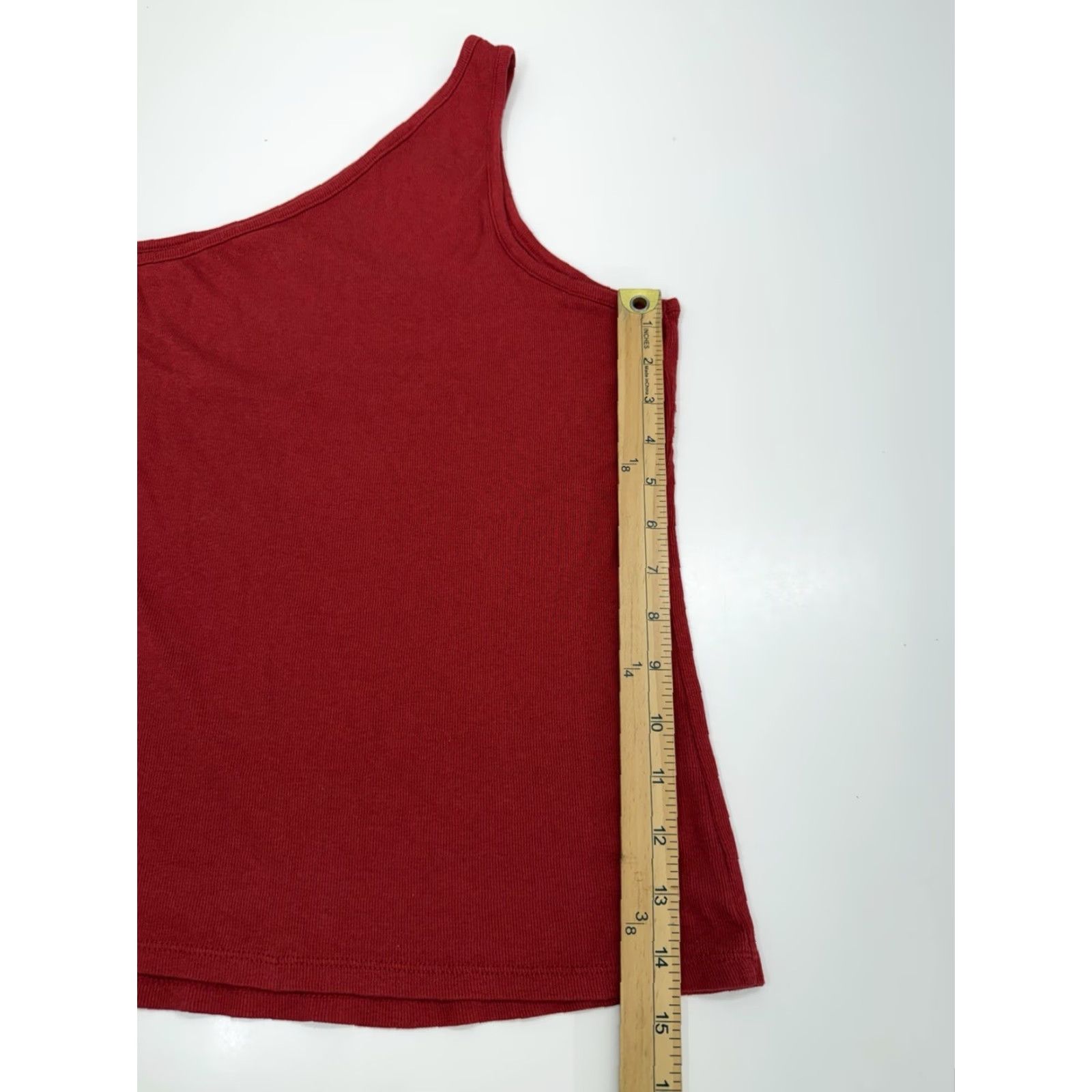 Vintage A New Day Red One Shoulder Tank Top XXL Womens Casual Sleeveless Ribbed Strap Cotton Modal Spandex Size XXL / US 16-18 / IT 52-54 - 7 Thumbnail
