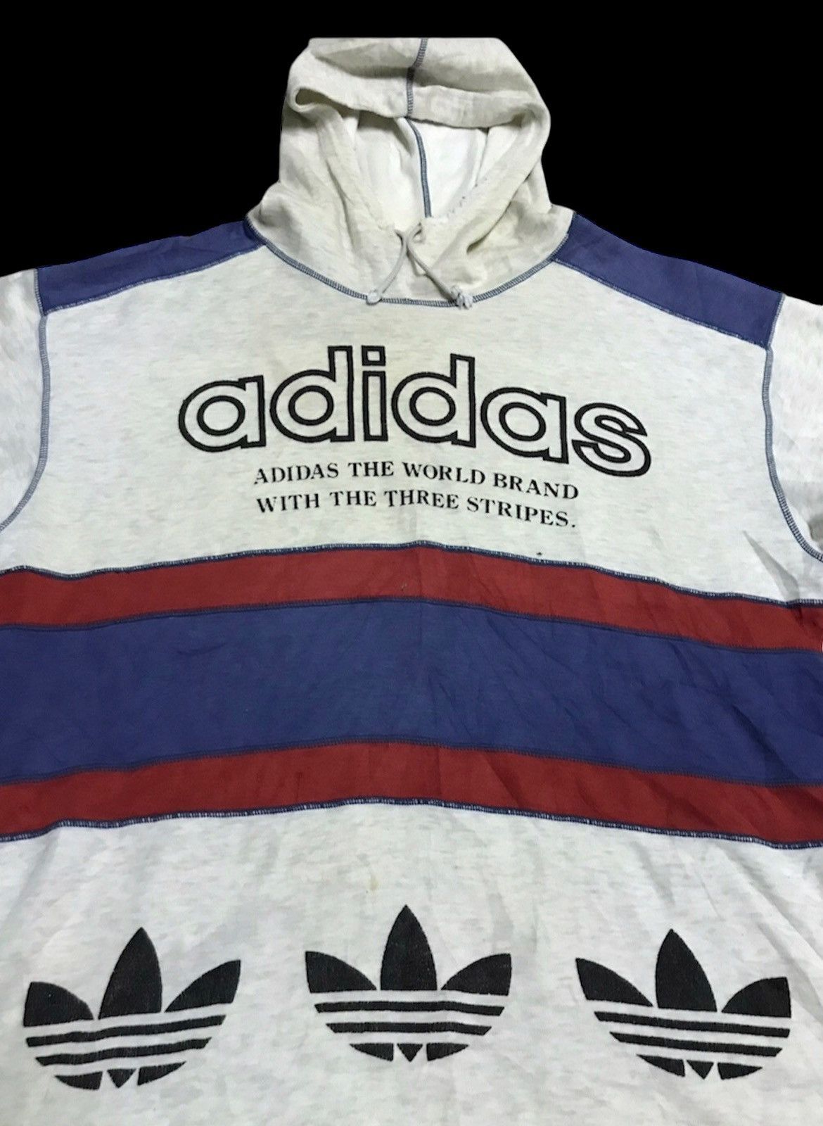 Vintage Vintage 90s Adidas pullover big logo hoodie Size US L / EU 52-54 / 3 - 1 Thumbnail