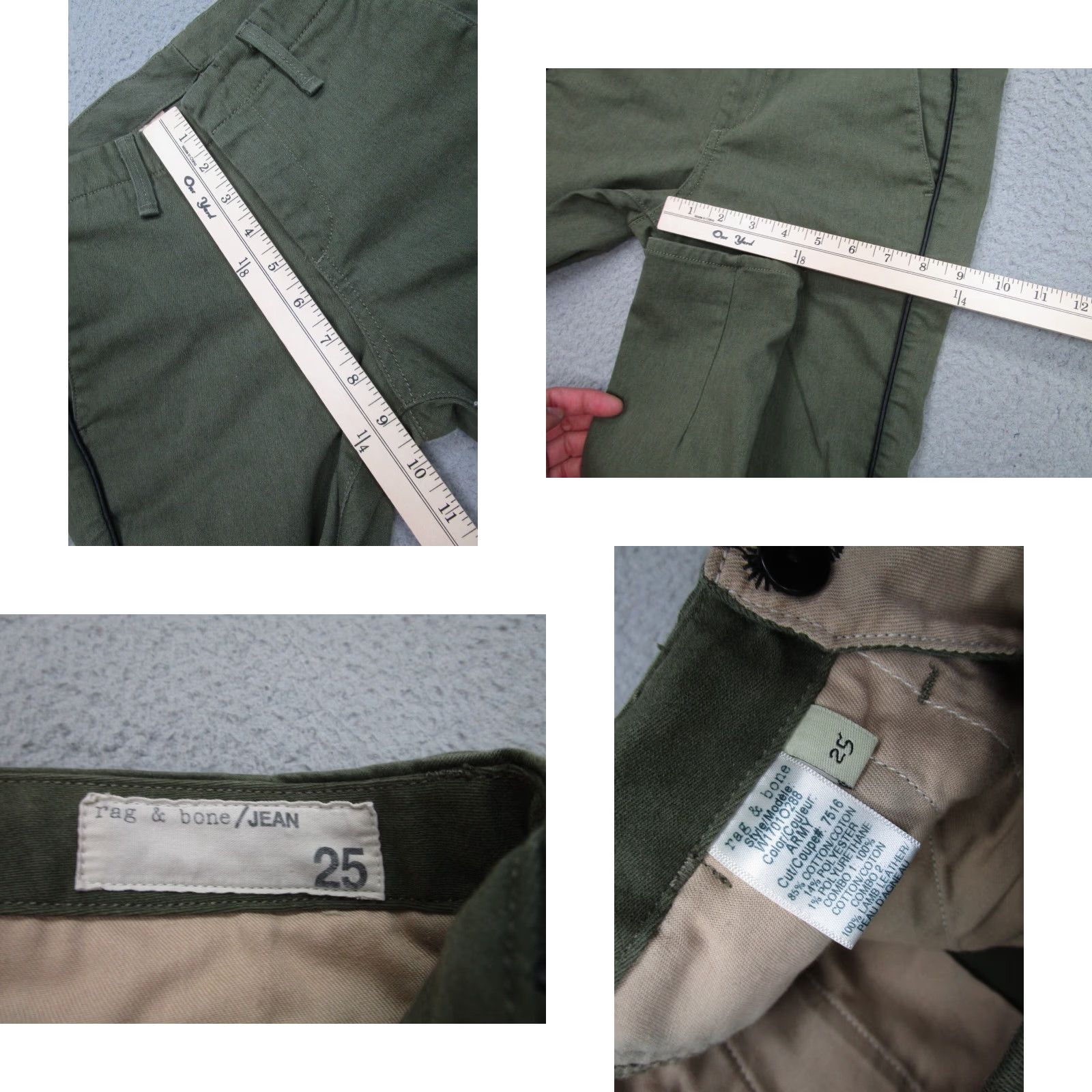 Rag & Bone Rag & Bone Pants Womens 25 Green Army Military Chino Skinny Mid-rise Military Theme Womens 25 Waist 28in Cotton Twill Regular Inseam 28in Size 42" / US 20 - 8 Thumbnail