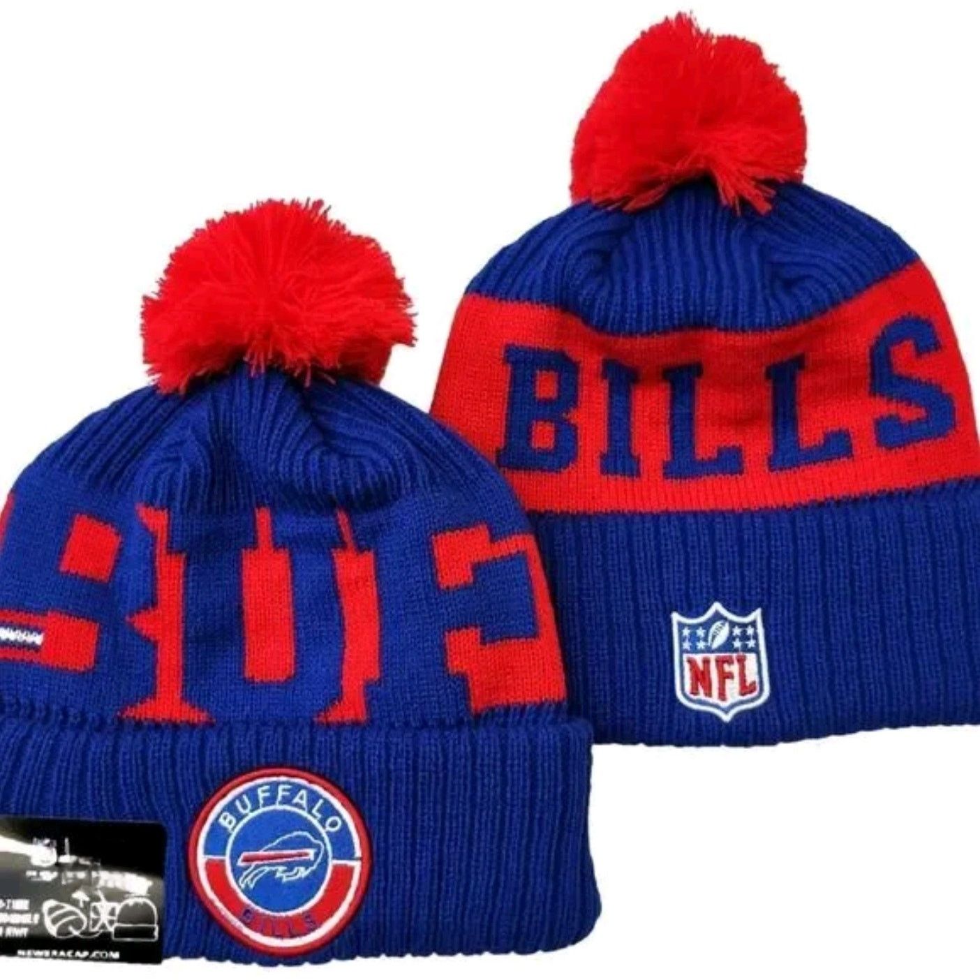 Other NWT Buffalo Bills Pom Knit Beanie Fleece Lining OSFA Unisex Size ONE SIZE - 1 Thumbnail