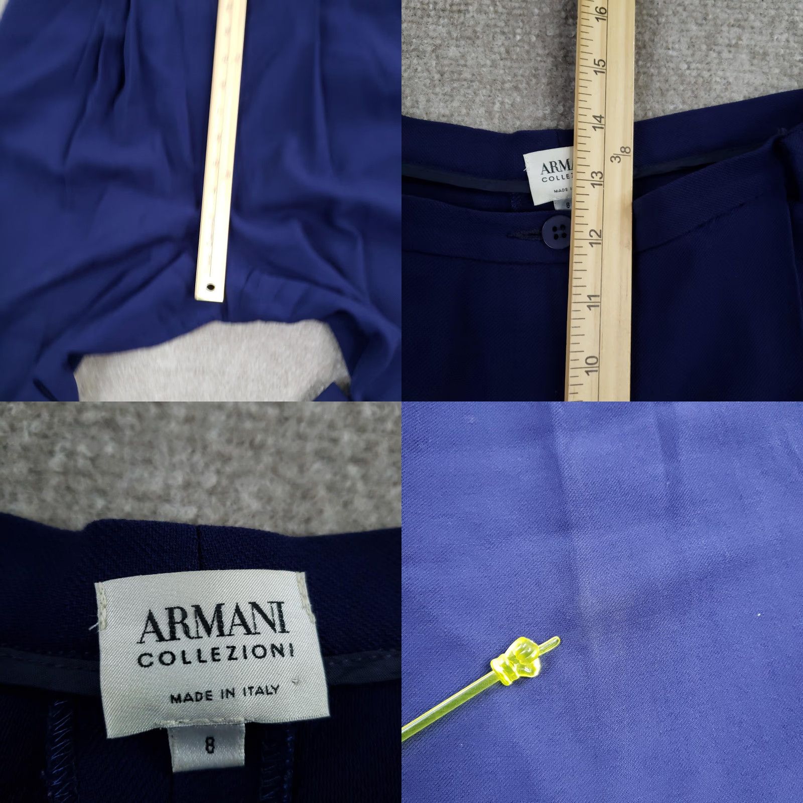 Armani VINTAGE Armani Collezioni Pants Womens 8 Blue Pleated Straight Leg Wool Dress Pants Business Workwear Women 29 in Inseam 27 in Snug? Size 30" / US 8 / IT 44 - 8 Thumbnail