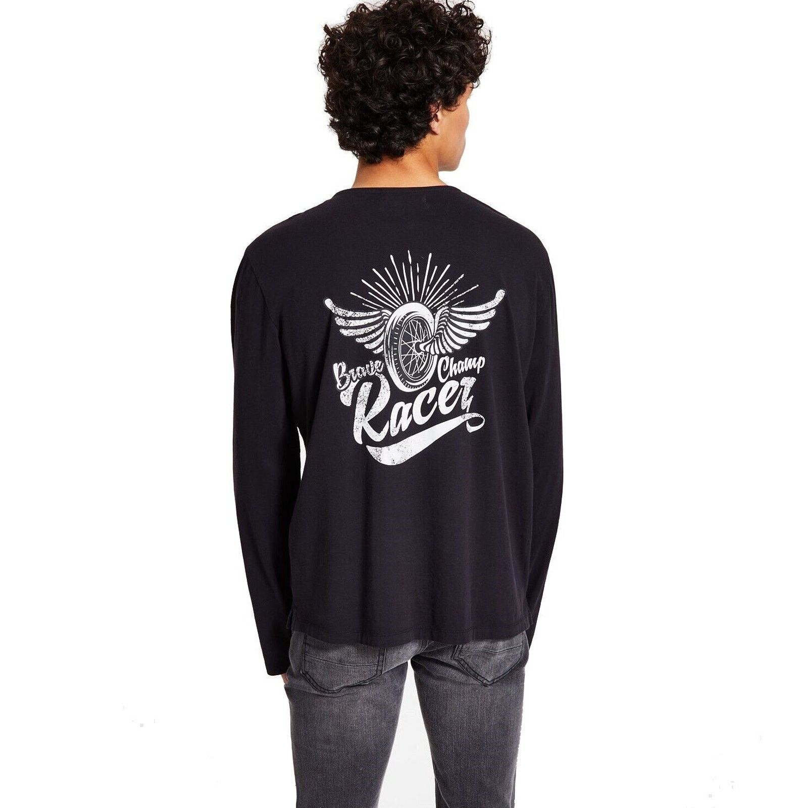 Heroes Motors Studio Heroes Motors Men's Black Cotton Graphic Henley Shirt XXL Size US XXL / EU 58 / 5 - 2 Thumbnail