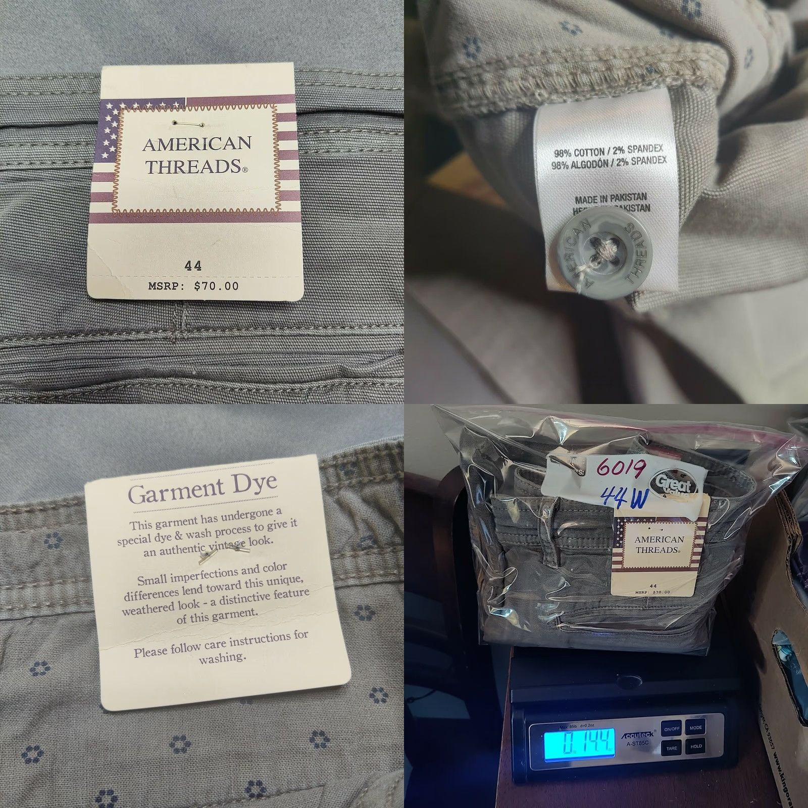 Vintage American Threads Men 44 Gray Garment Dye Cotton Stretch 9" Shorts NEW Size US 44 / EU 60 - 8 Thumbnail