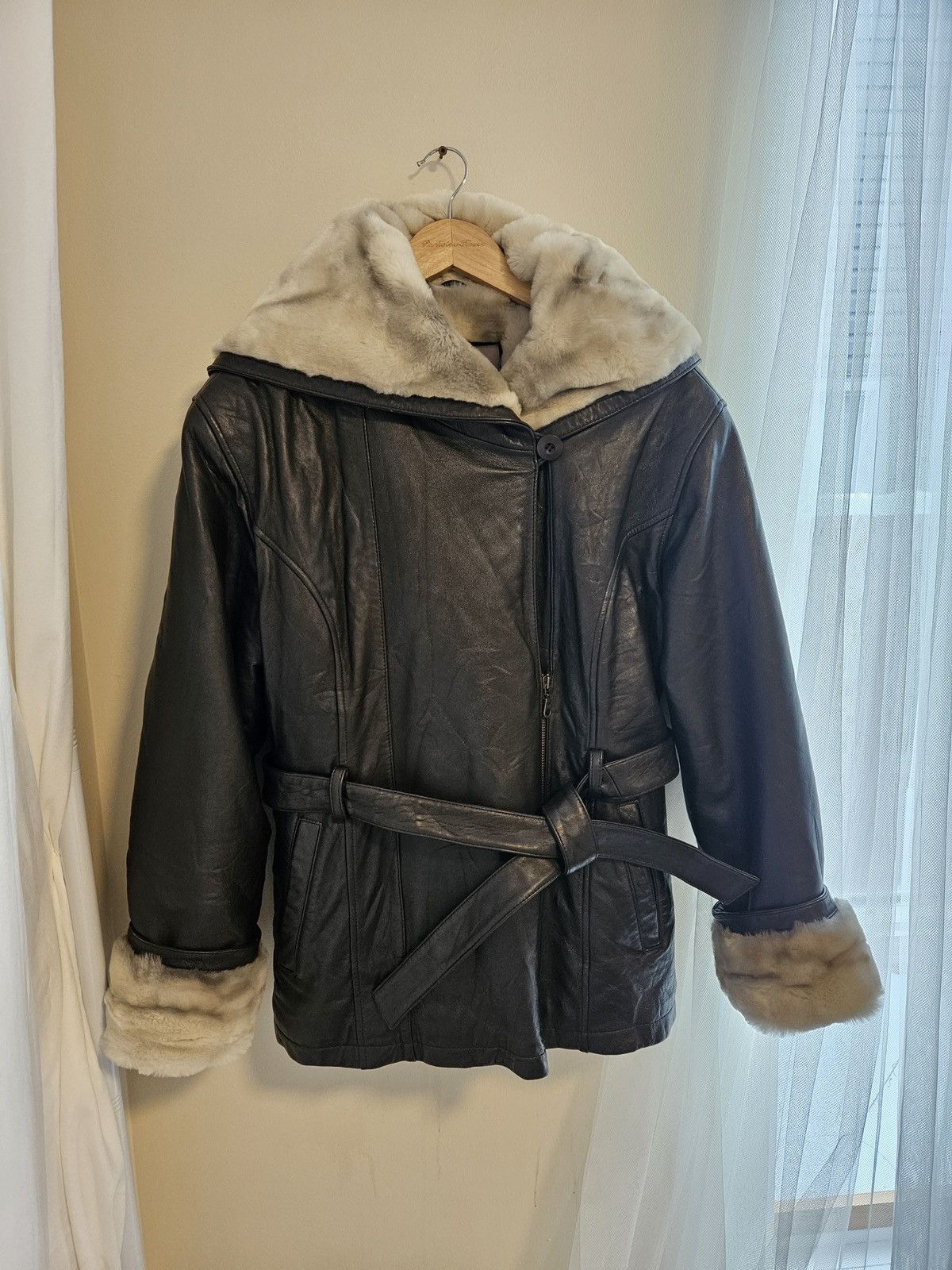 Vintage × Wilsons Leather Genuine Leather Oversized Hooded Coat & Faux Fur By Wilsons. Size L / US 10 / IT 46 - 8 Thumbnail