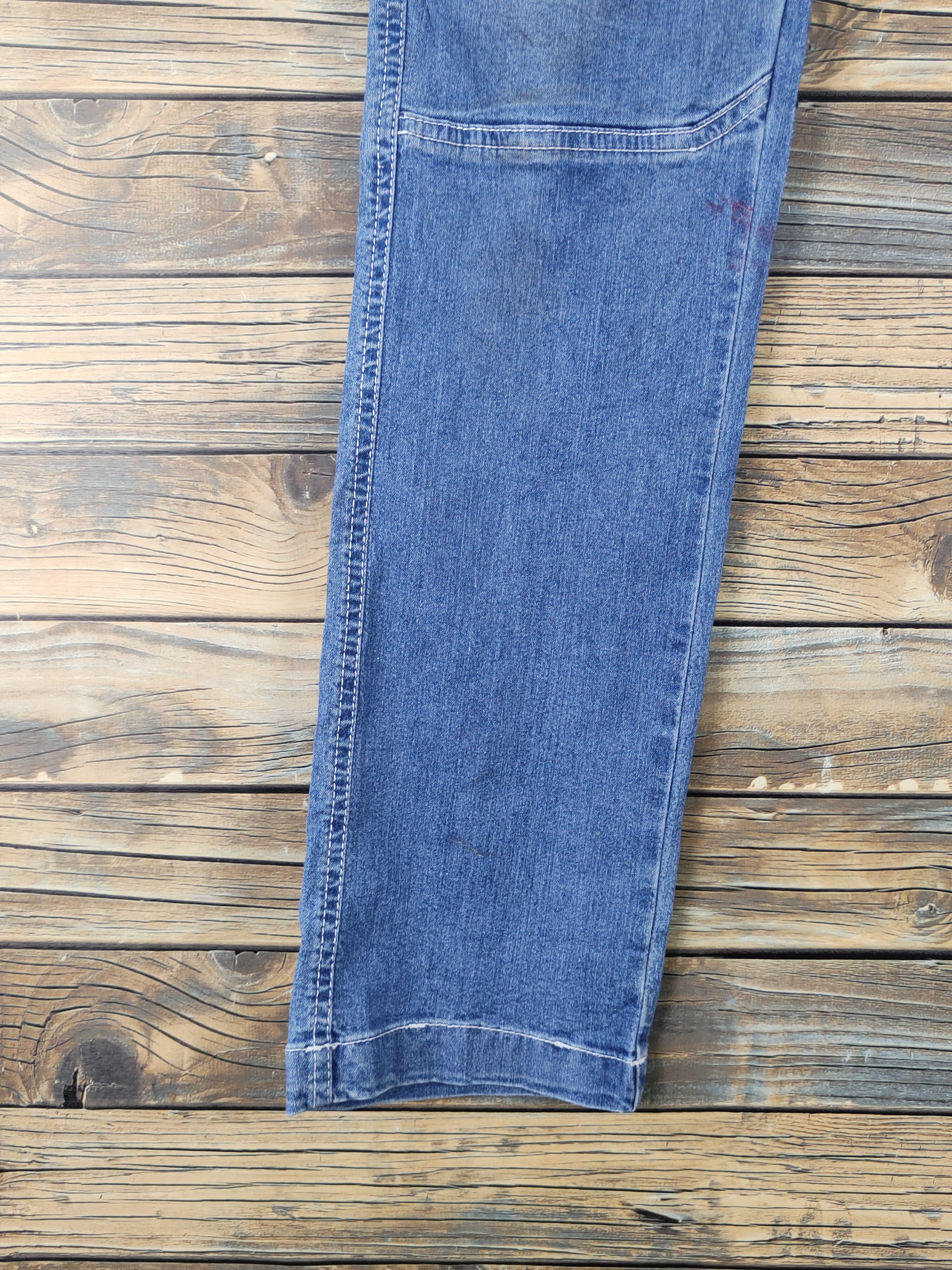 Japanese Brand Tora Blue Distressed Ripped multipocket denim Jeans #W1963 Size US 32 / EU 48 - 4 Thumbnail