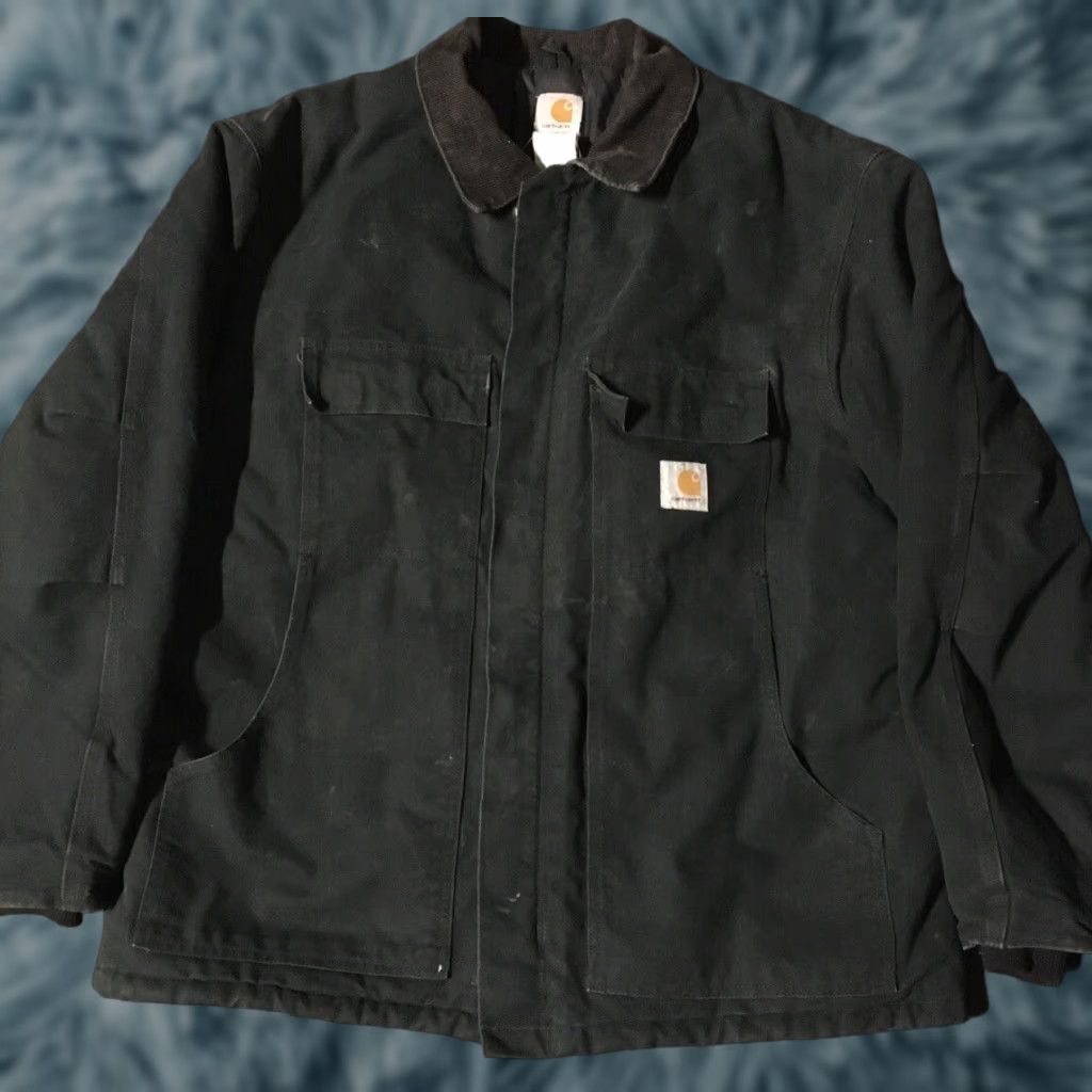 Carhartt VINTAGE Carhartt Chore Jacket 48 XXL Black Quilt Lined Distressed 90s 80s Grunge Biker Motorcycle Jacket Mens Carhartt Ridge Size US M / EU 48-50 / 2 - 1 Thumbnail