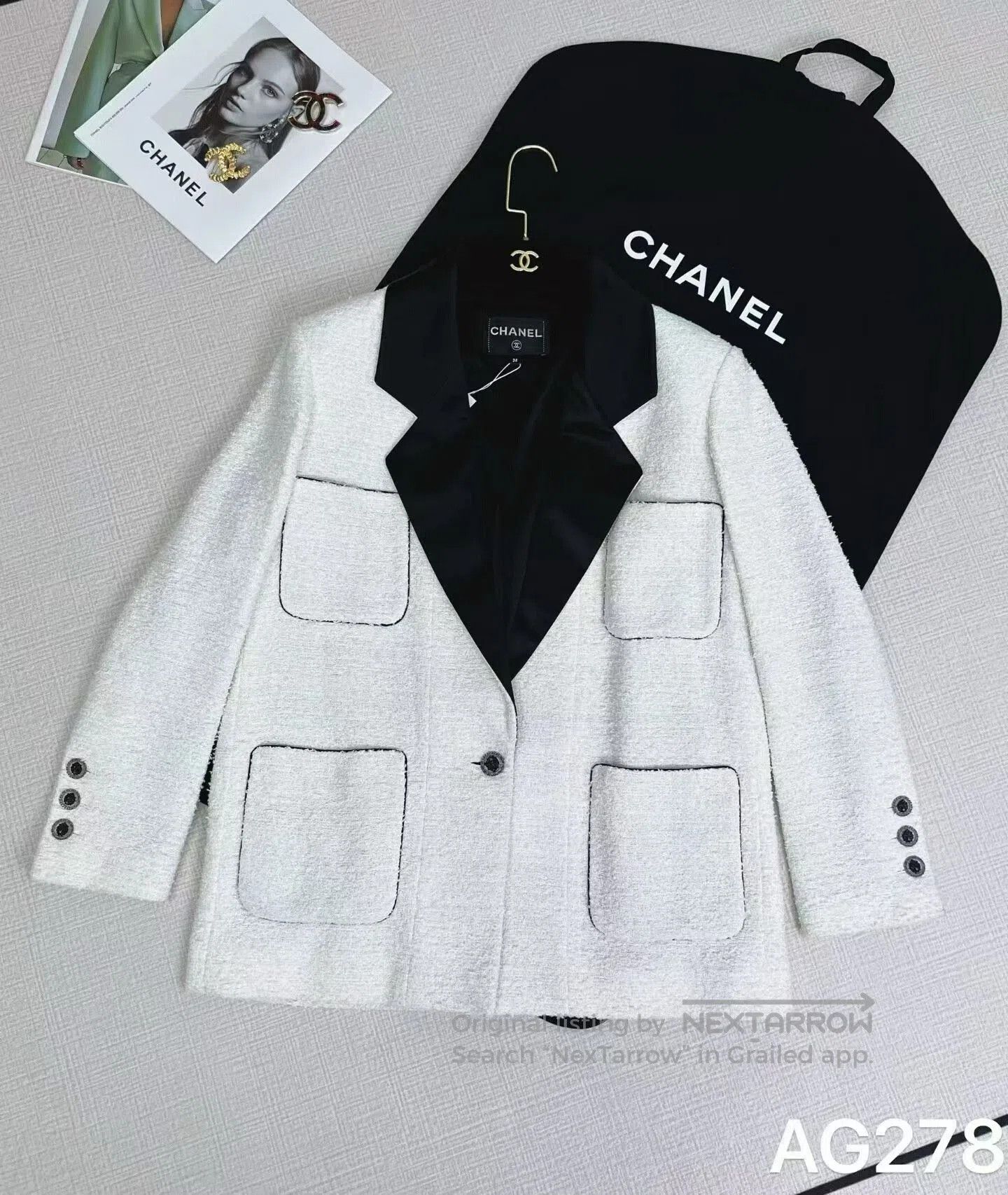 Chanel CHANEL Silk Collar Weave Jacket. Size S / US 4 / IT 40 - 1 Thumbnail