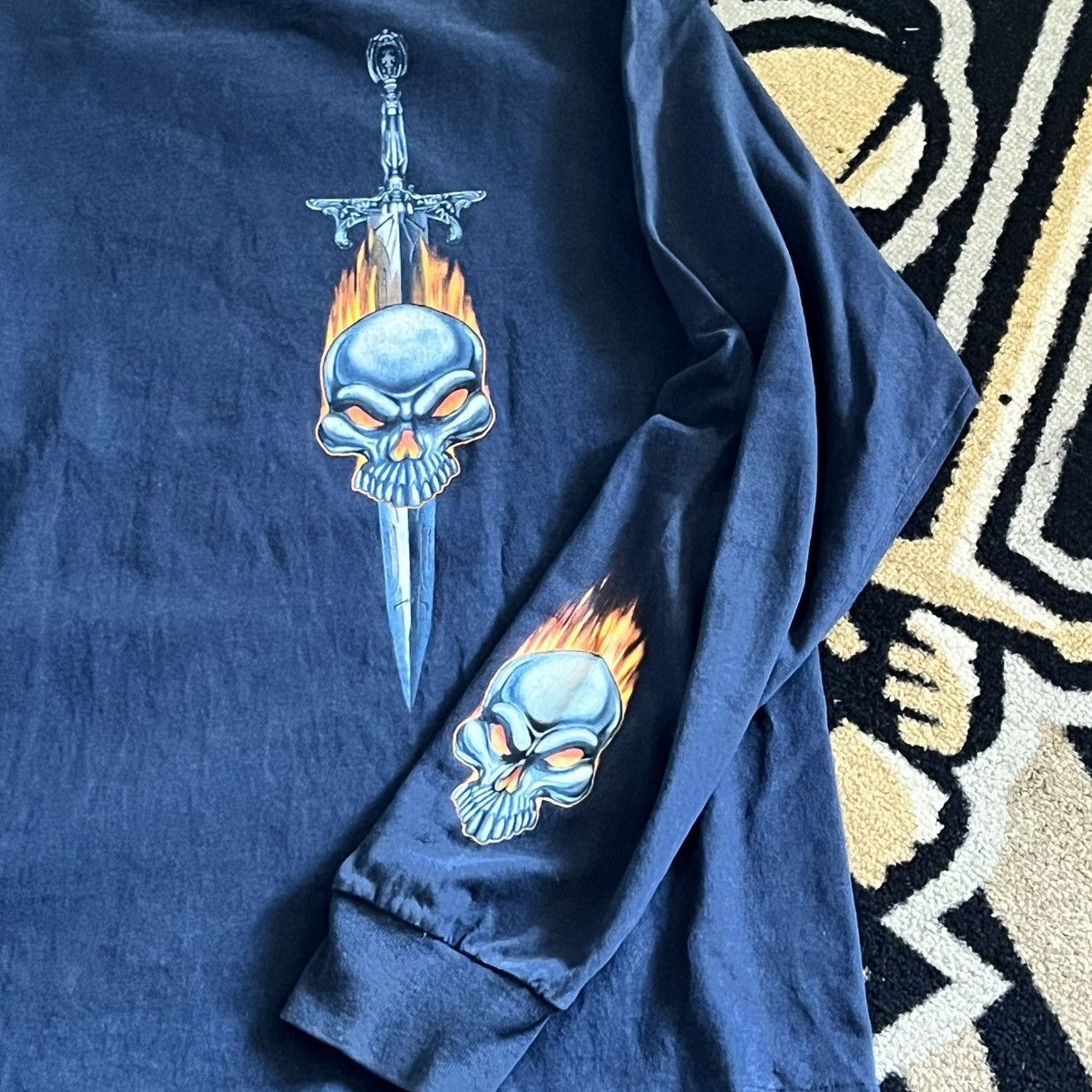 Harley Davidson Long Sleeve 90s Skull Bones Dragon 💙 Size US L / EU 52-54 / 3 - 1 Thumbnail