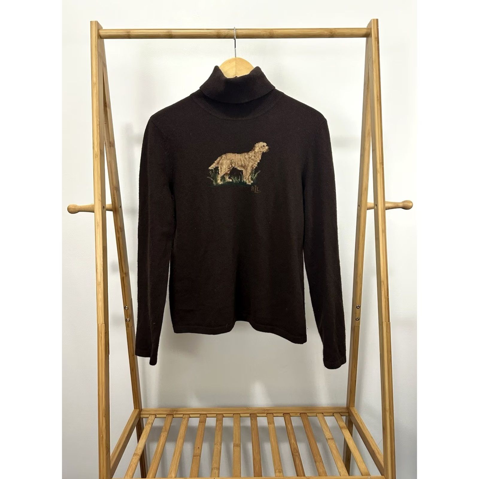 Ralph Lauren VINTAGE Lauren Ralph Lauren Golden Retriever Sweater L Brown Turtleneck Wool Womens Size L / US 10 / IT 46 - 2 Thumbnail