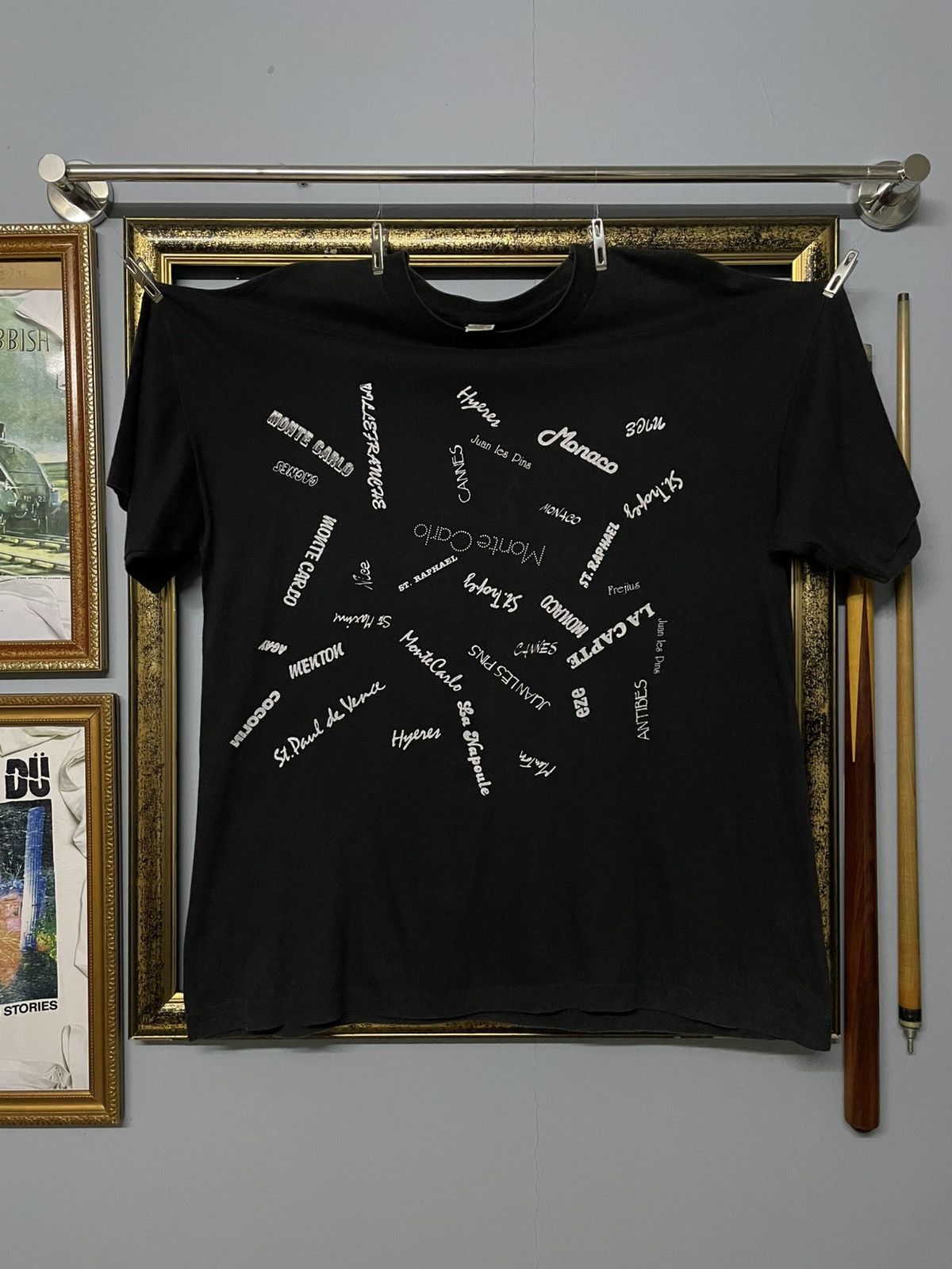 Designer Vintage 1990s Single Stitch Famous Place In Monaco Tshirt Size US XL / EU 56 / 4 - 1 Thumbnail