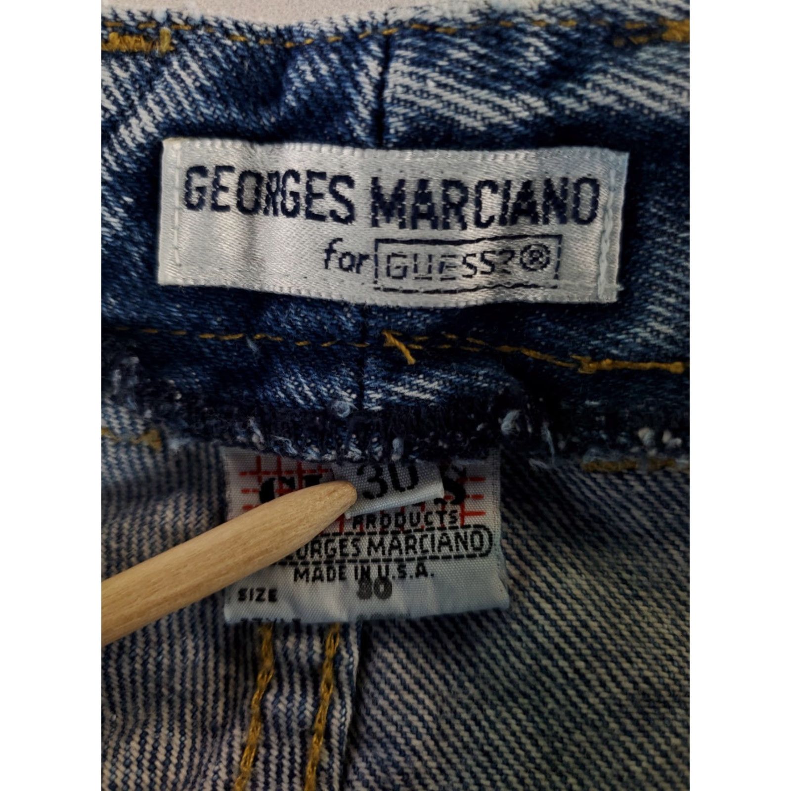 Guess VINTAGE GUESS 80s Georges Marciano Blue Jeans Acid Wash Womens 28x26.5 30 Sized 28 Blue Ladies Tapered Womens Size 28" / US 6 / IT 42 - 4 Thumbnail