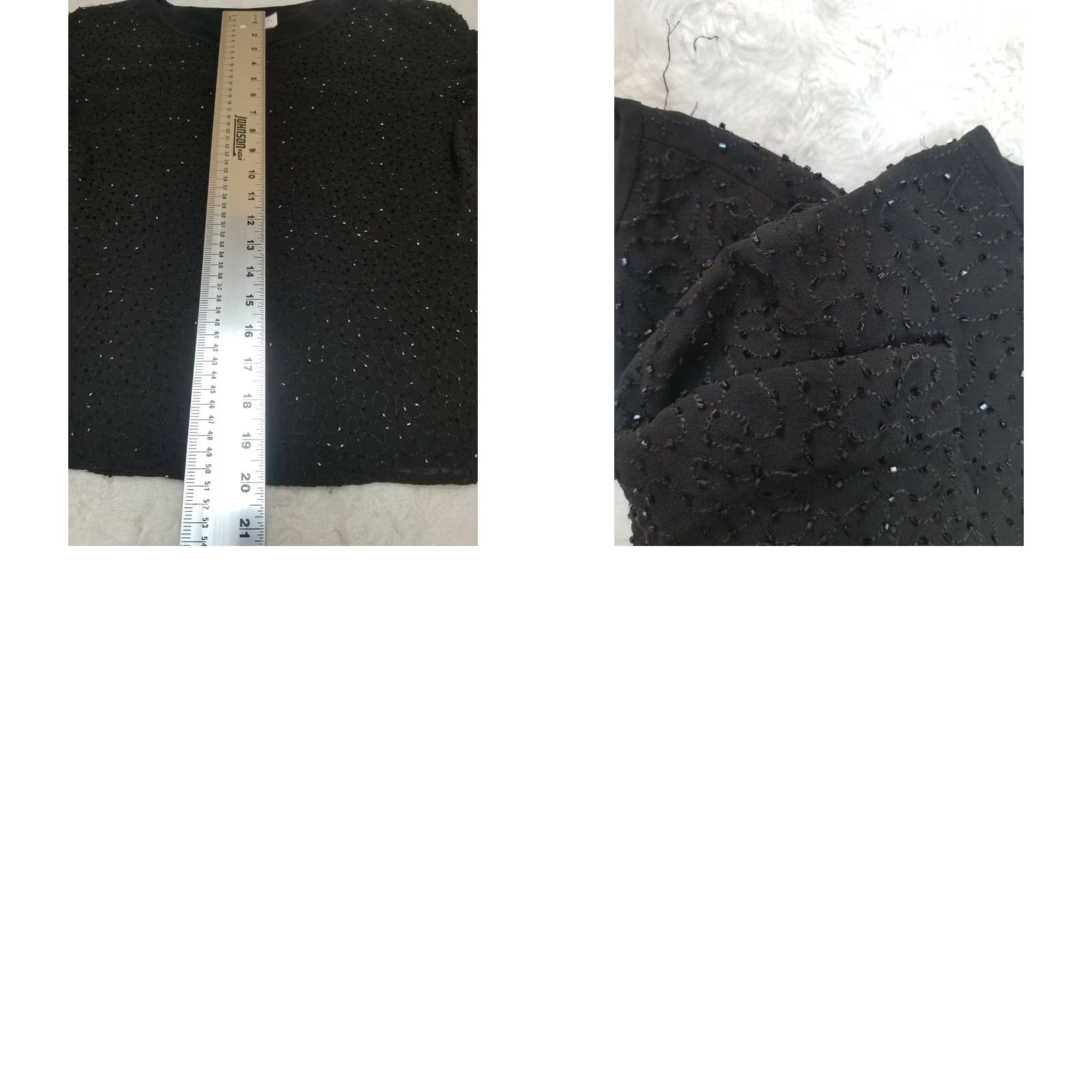 Vintage Doncaster Beaded Blouse Women's Silk Black Short Sleeve Scoop Neck Lined Size 2 Size XS / US 0-2 / IT 36-38 - 8 Thumbnail