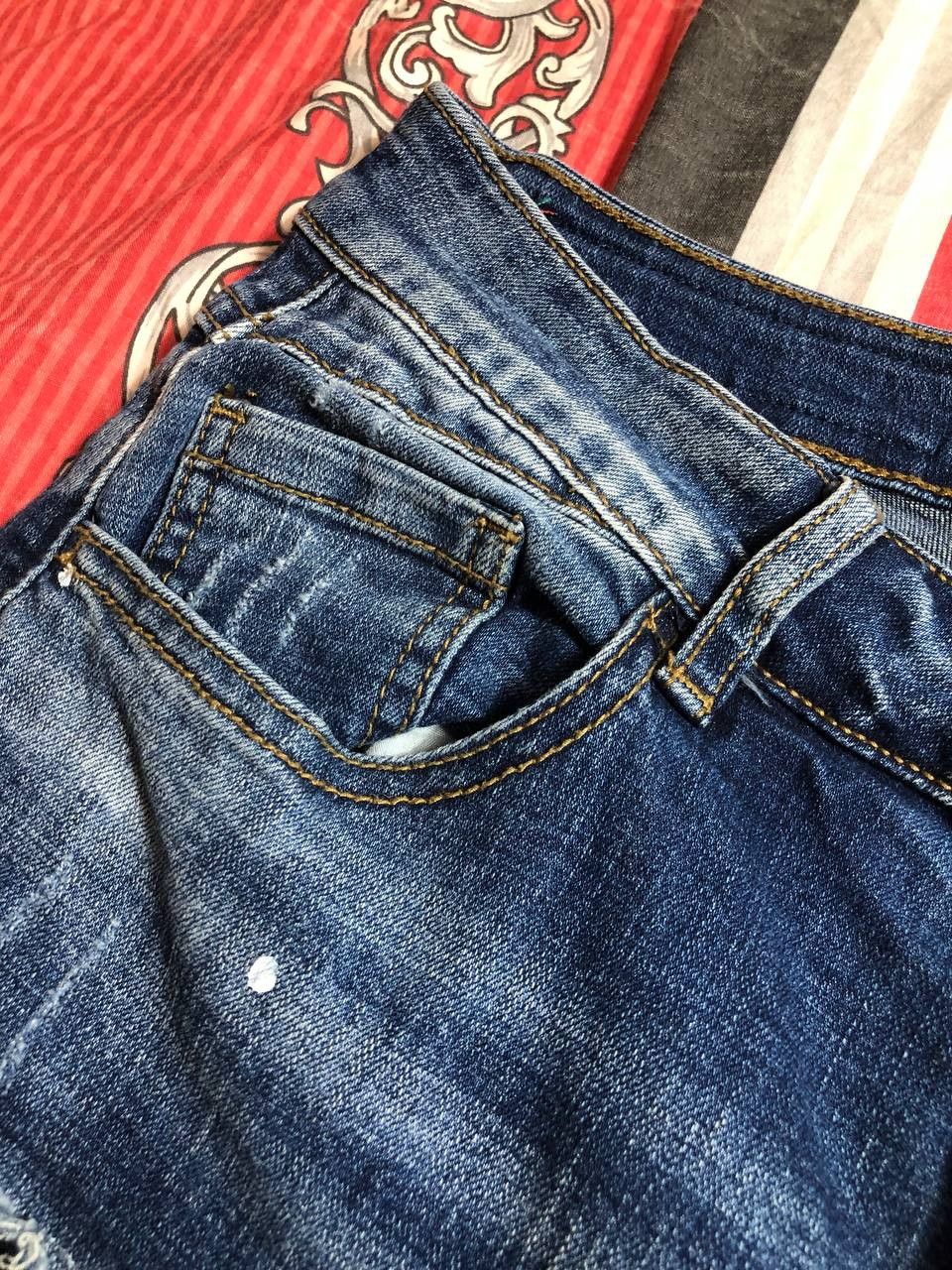 Japanese Brand Dirty Painted Distressed Thrashed Faded Baggy Jeans Y2K Size US 32 / EU 48 - 4 Thumbnail