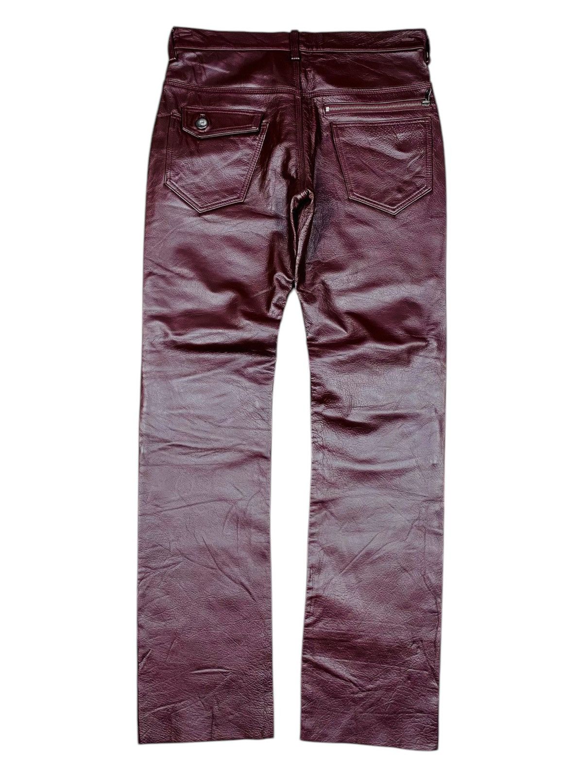 Ekam 2000s Neutral Infinity ERD Style Red Wine Biker Leather Pant Size US 30 / EU 46 - 2 Thumbnail