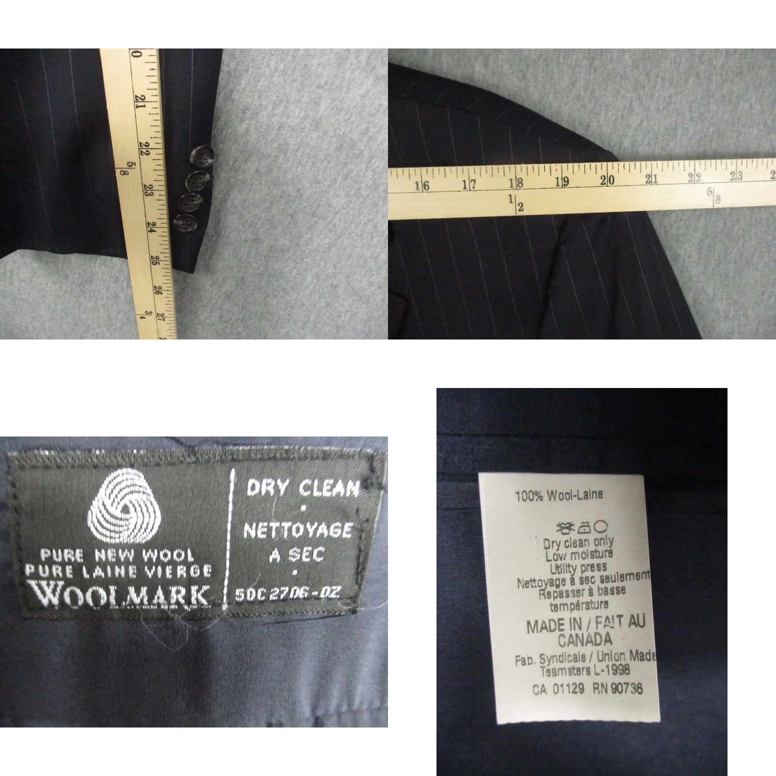 Ralph Lauren LAUREN RALPH LAUREN Wool Blazer 42R Gray Pinstripe Suit Jacket Blazer Men 42 Chest Tweed Notch Lapel Satin Four-Button Size 42R - 8 Thumbnail