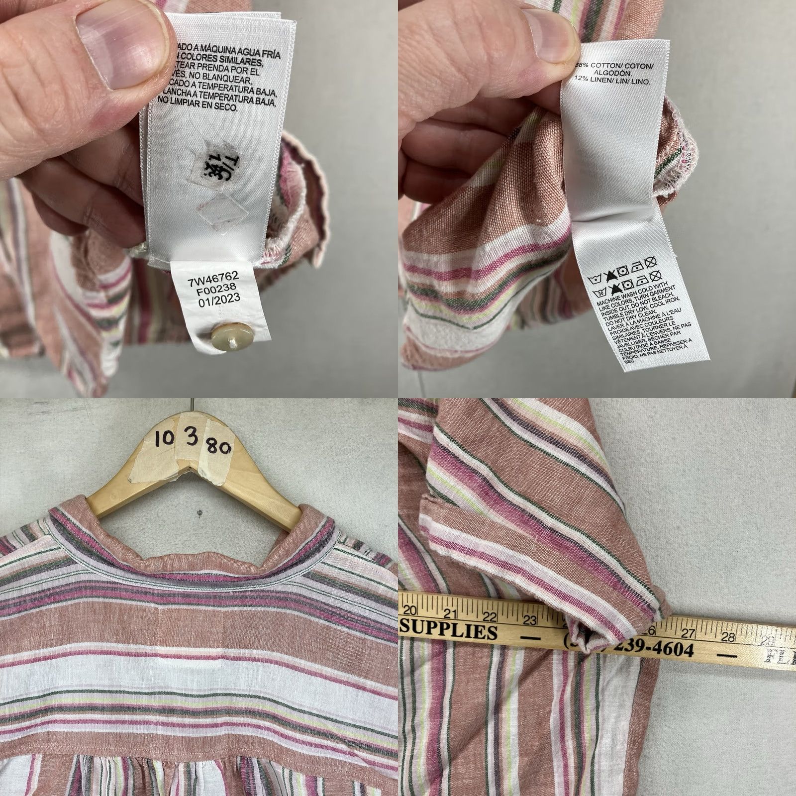 Lucky Brand Lucky Brand Shirt XL Women's Muted Neon Striped Cotton Linen Pearl Button Size XL / US 12-14 / IT 48-50 - 9 Thumbnail