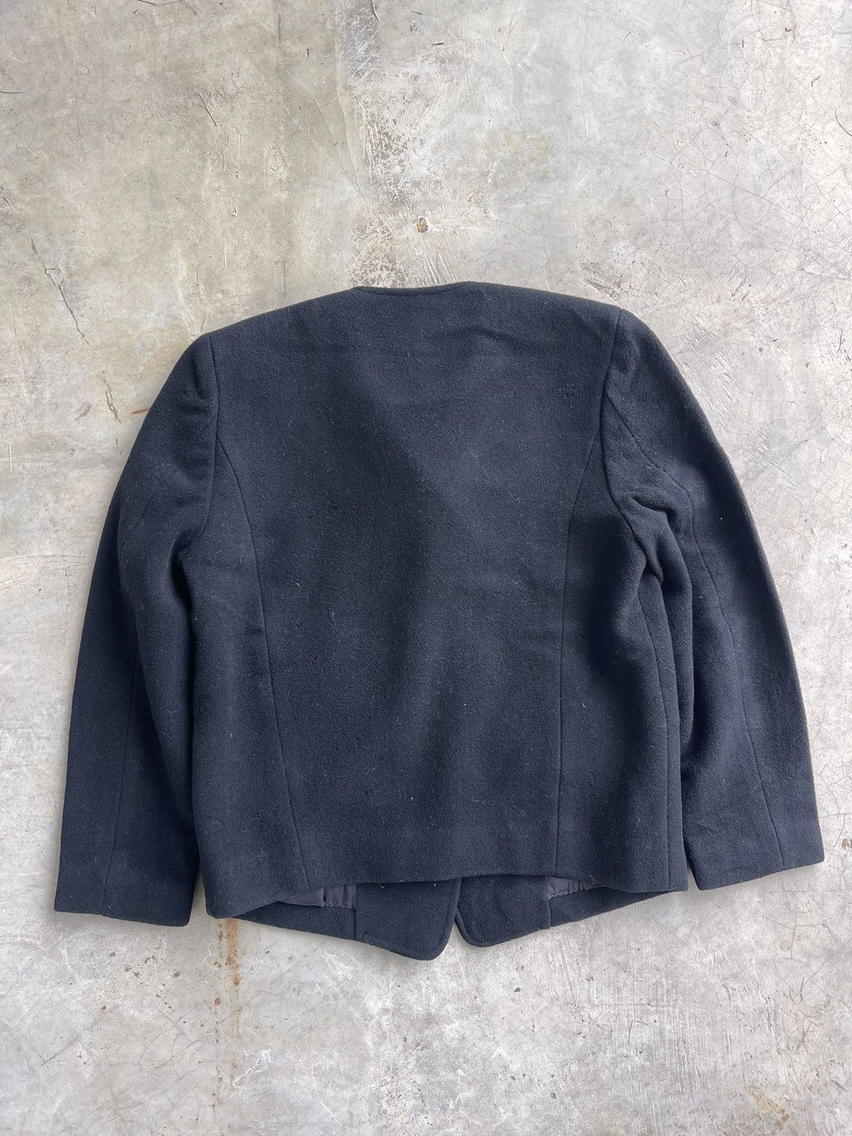 Issey Miyake × Vintage 80s Issey Miyake Wool V collared coat jacket Size M / US 6-8 / IT 42-44 - 2 Thumbnail