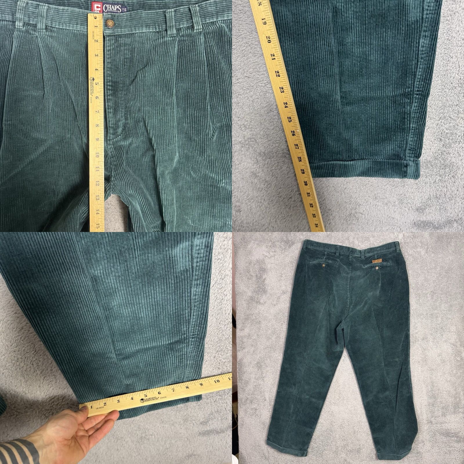 Ralph Lauren VINTAGE Chaps Ralph Lauren Pants Mens 38x30 Corduroy Teal Wale Cuffed Dress Pants 90s Y2K Mens Clothing Size US 38 / EU 54 - 8 Thumbnail