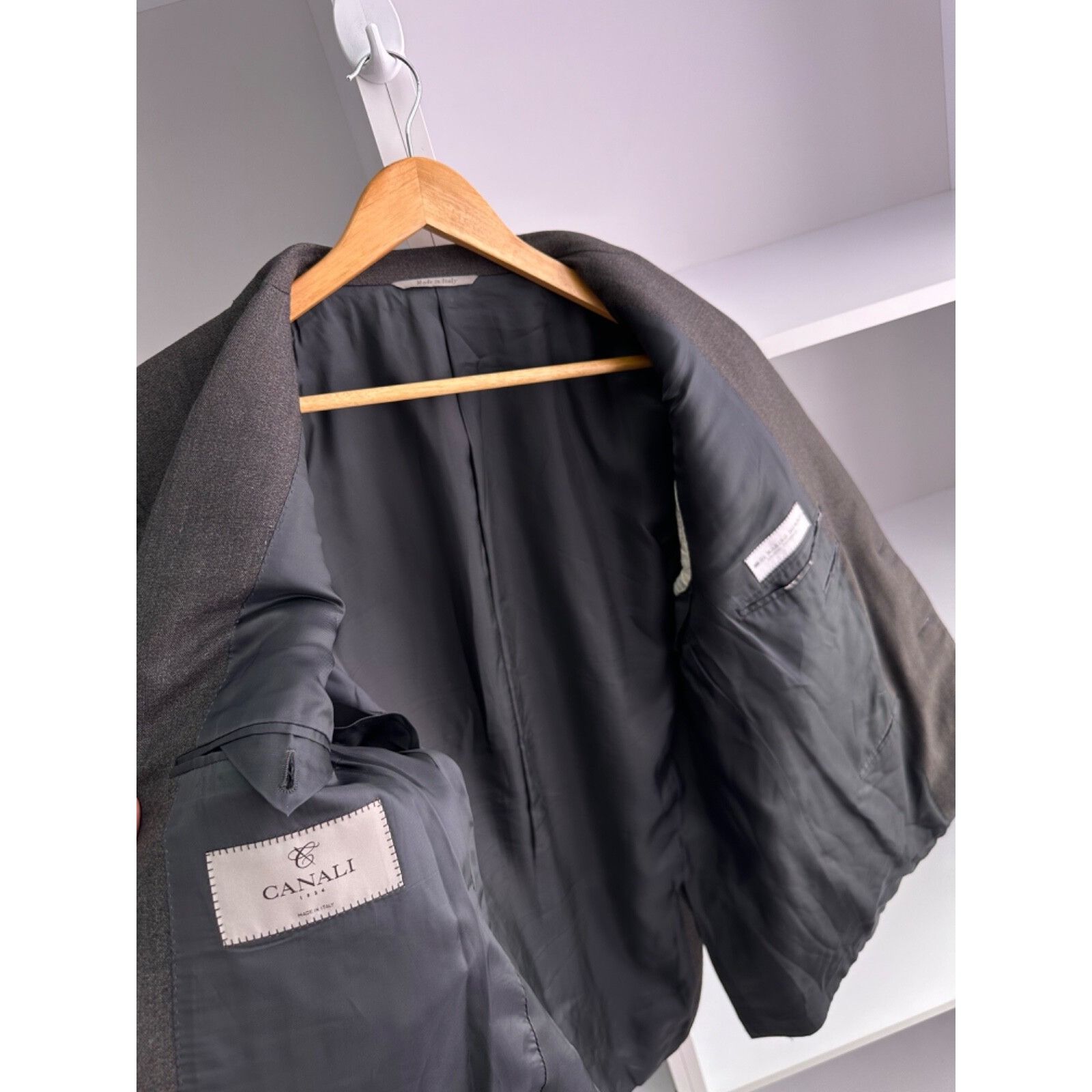 Canali VTG Canali Di Marino Home Dark Grey 2 Button Wool Coat Jacke Size US L / EU 52-54 / 3 - 8 Thumbnail