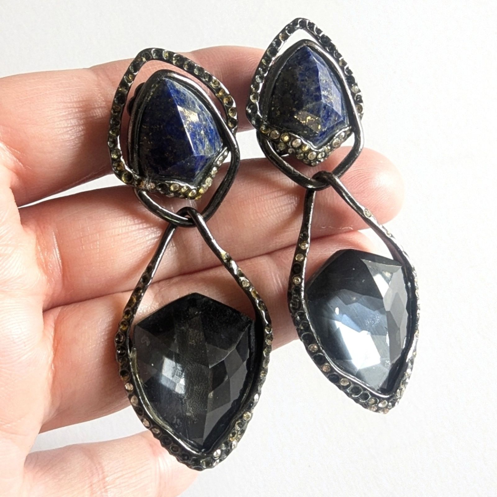 Alexis Bittar Alexis Bittar MCM Gunmetal Semi Precious Stone Drop Earrings Size ONE SIZE - 1 Thumbnail