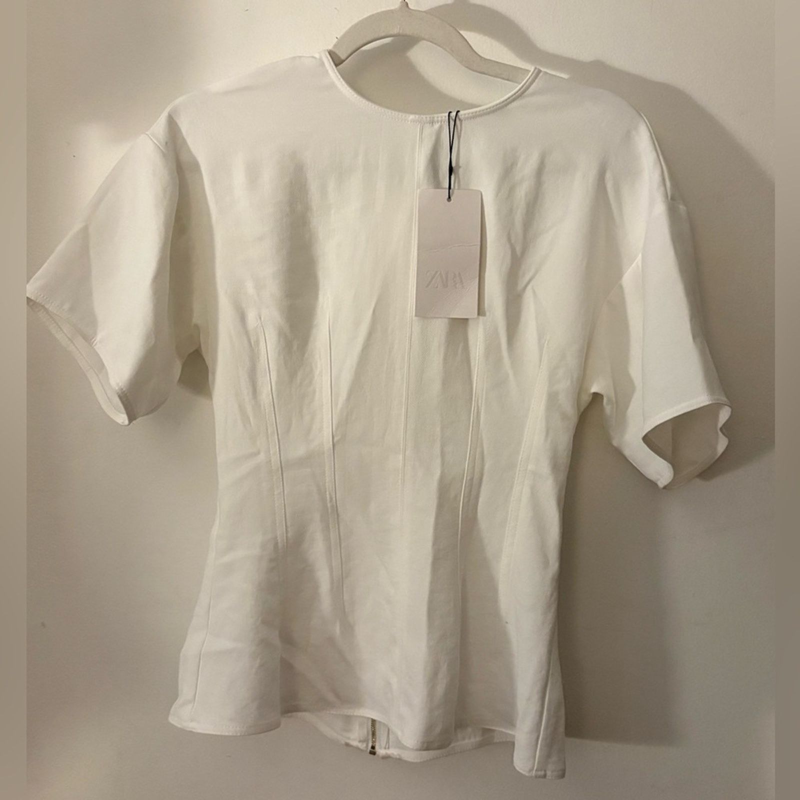 Zara Nwt-Zara- FITTED SHORT SLEEVE CREPE TOP-XS Size XS / US 0-2 / IT 36-38 - 5 Thumbnail