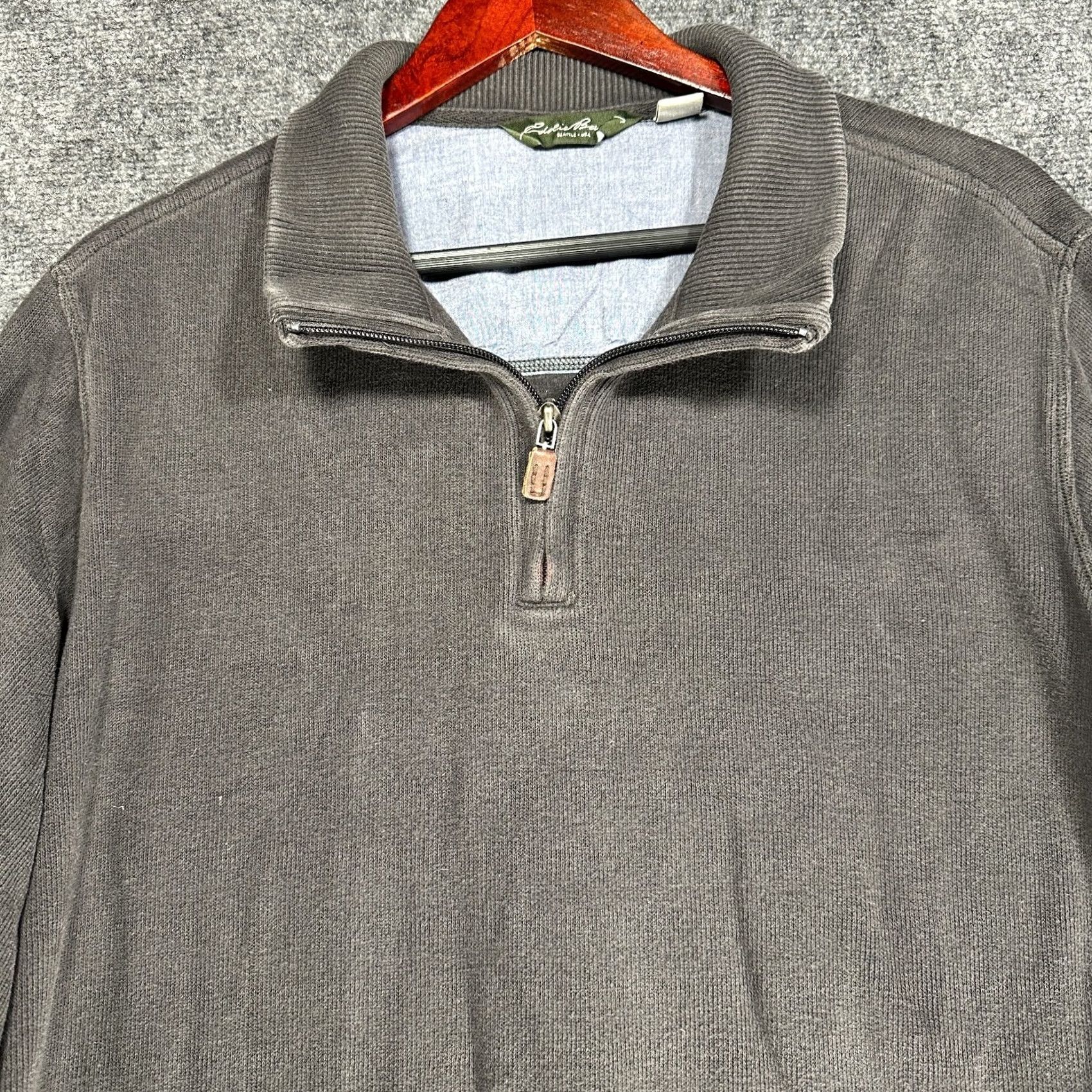 Eddie Bauer Eddie Bauer Sweater Mens XL 1/4 Zip Gray Cotton Ribbed Knit Pullover Long Sleeve Knit Pullover Shirt (adapted as per rules) Size US XL / EU 56 / 4 - 3 Thumbnail