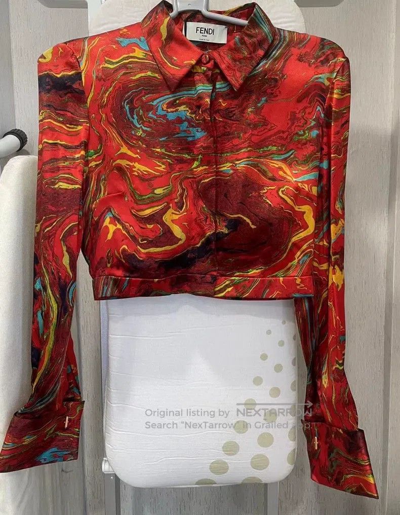 Fendi Fendi Red marble silk shirt Size XXS / US 00 / IT 34 - 1 Thumbnail