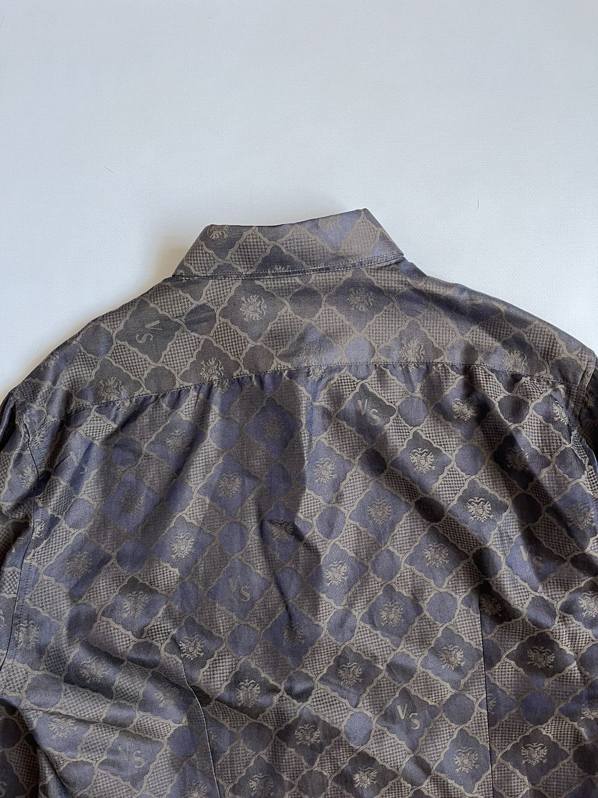 Versus Versace Versace Versus Unisex Brown Silk Monogram Button Up Shirt Size US L / EU 52-54 / 3 - 15 Thumbnail