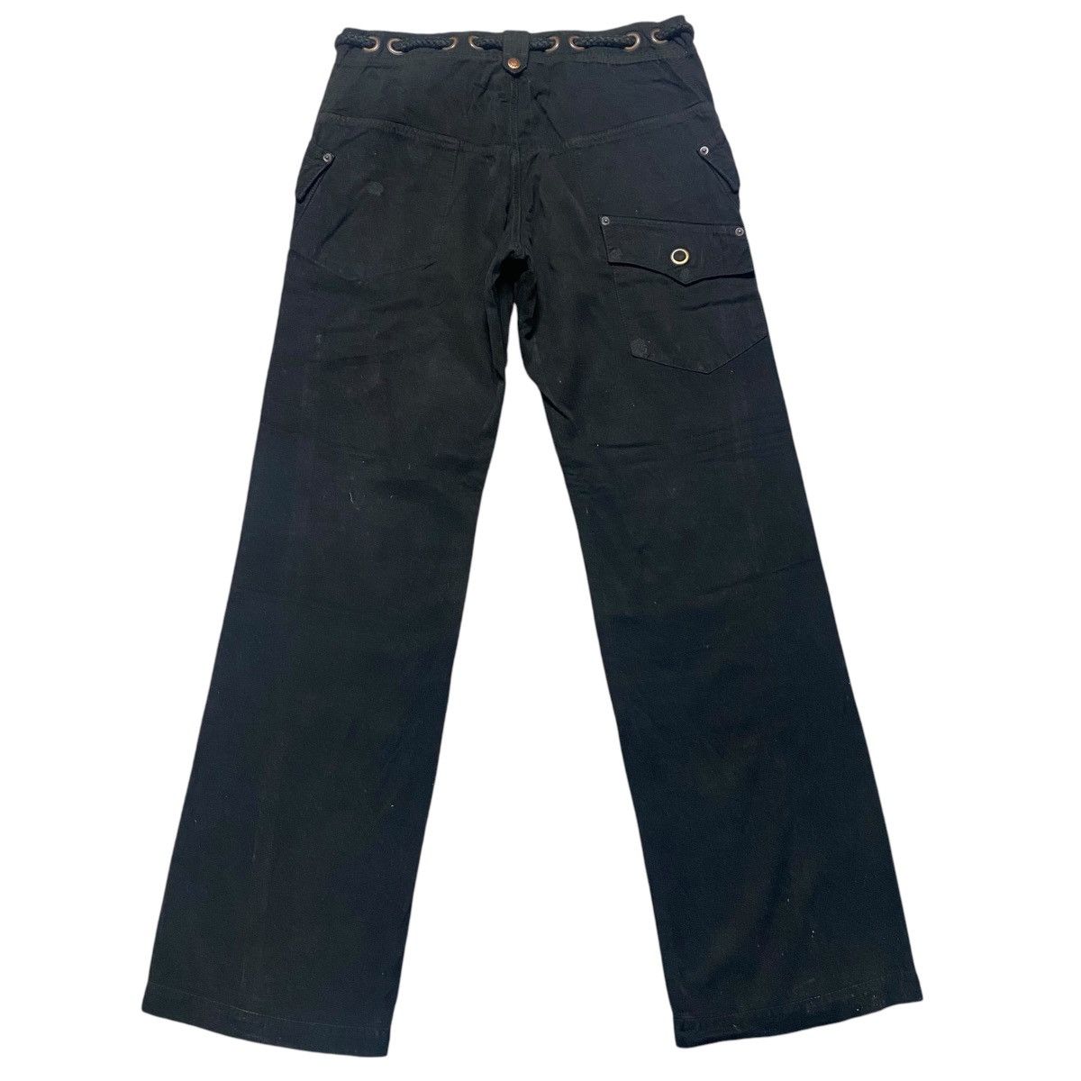 Japanese Brand Japanese Brand Bartack Black Cargo Pants Drawstring Size US 33 - 2 Thumbnail