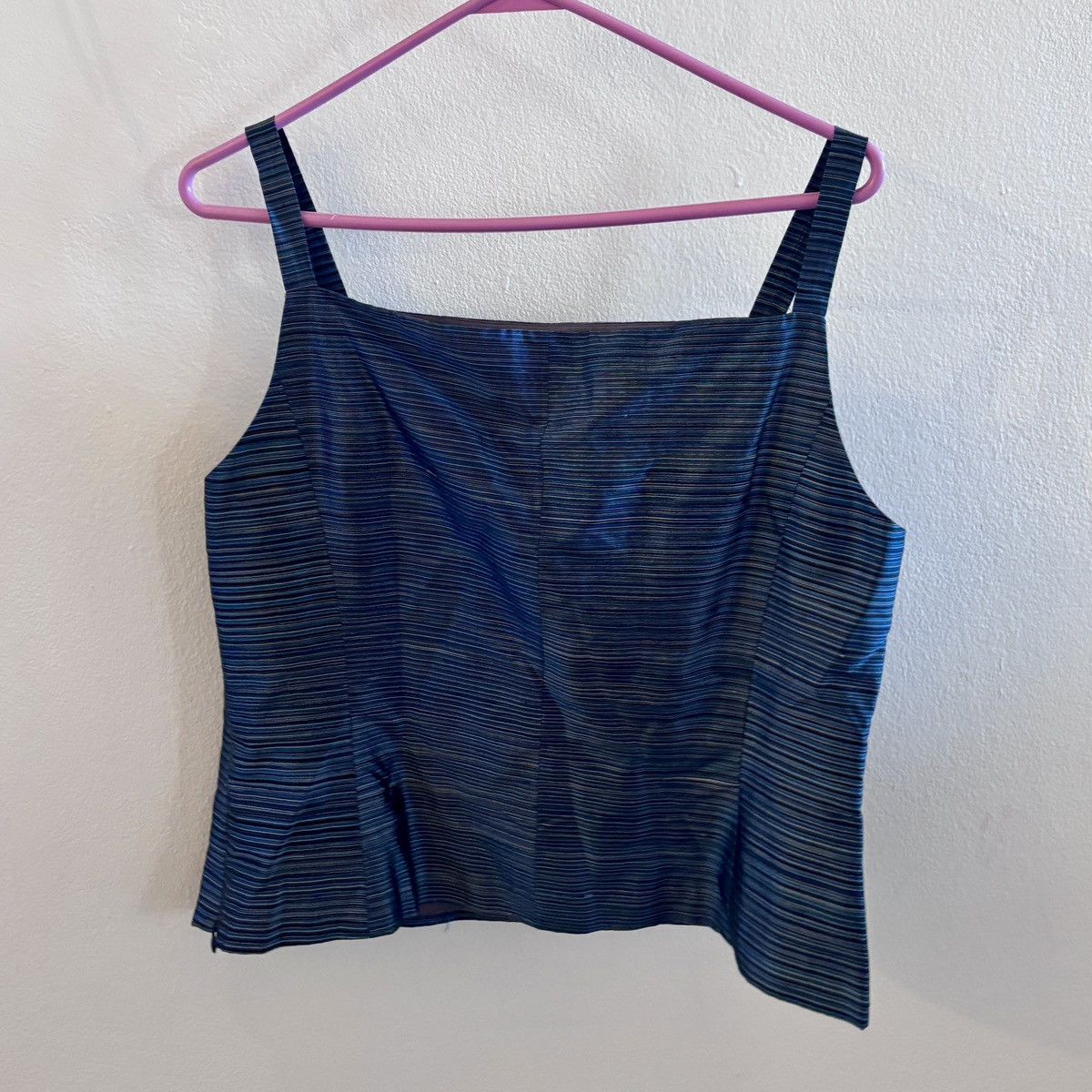 Kasper 90s Vintage Blue Striped Women's Crop Top Size XL / US 12-14 / IT 48-50 - 1 Thumbnail